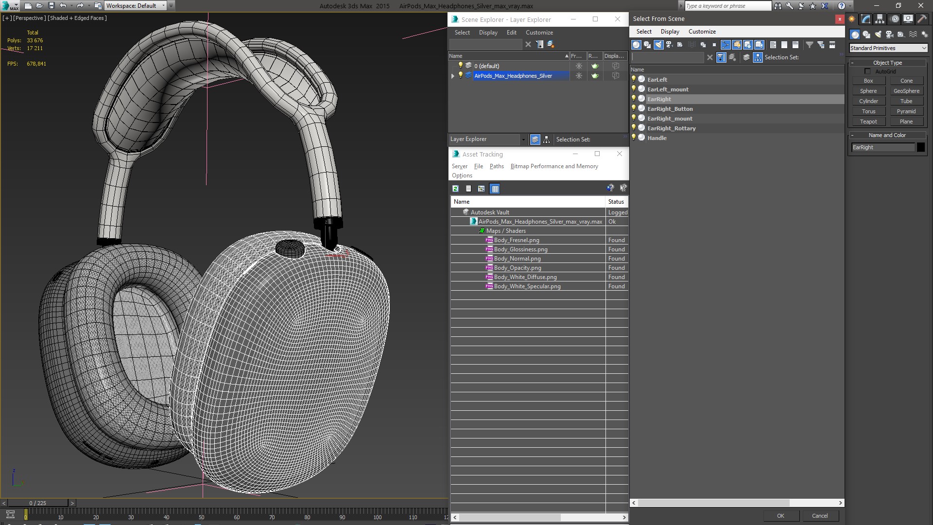 AirPods Max Headphones Silver 3D model
