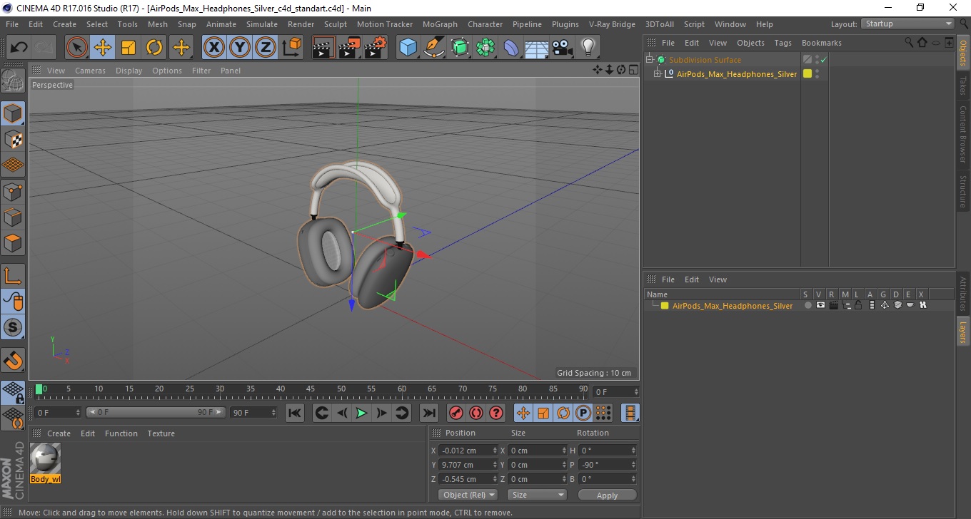 AirPods Max Headphones Silver 3D model
