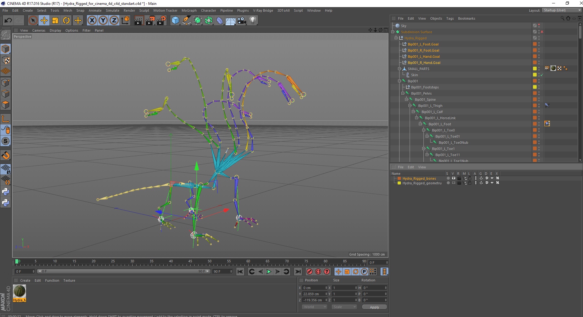 3D Hydra Rigged for Cinema 4D