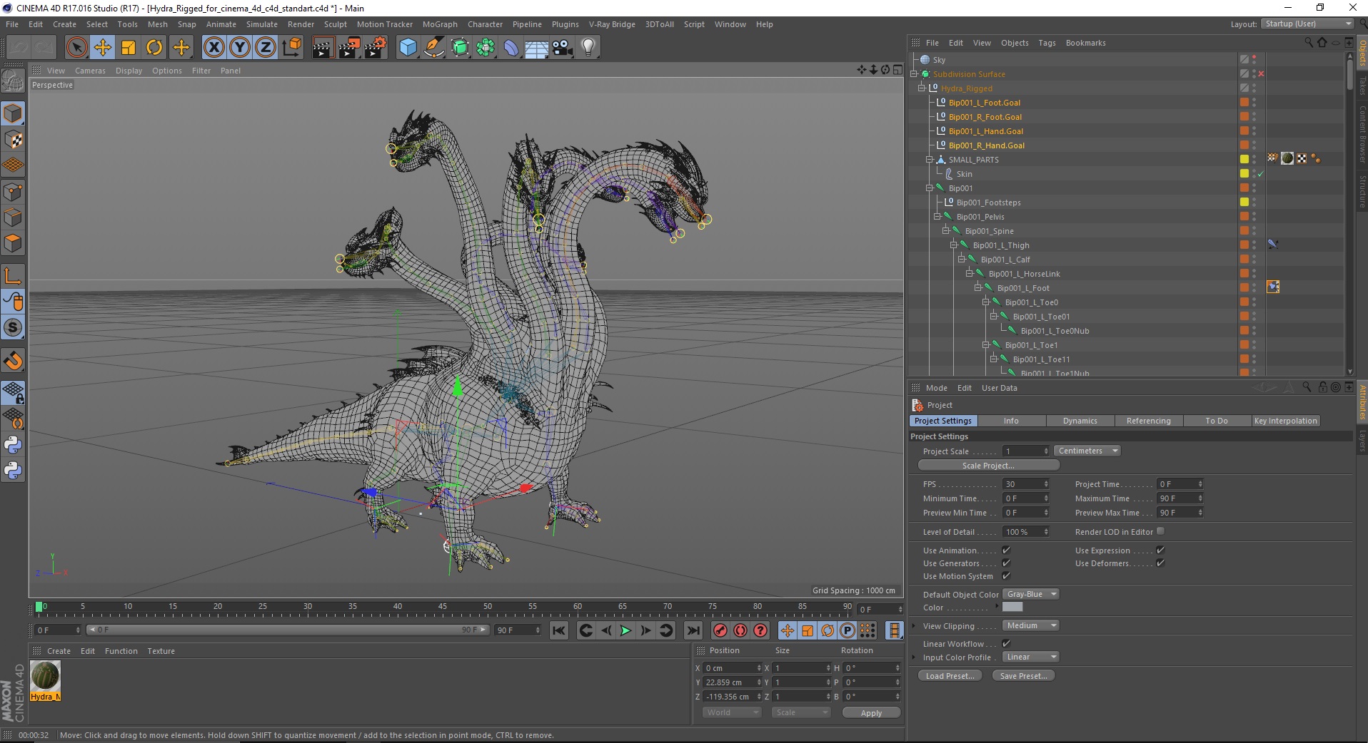 3D Hydra Rigged for Cinema 4D
