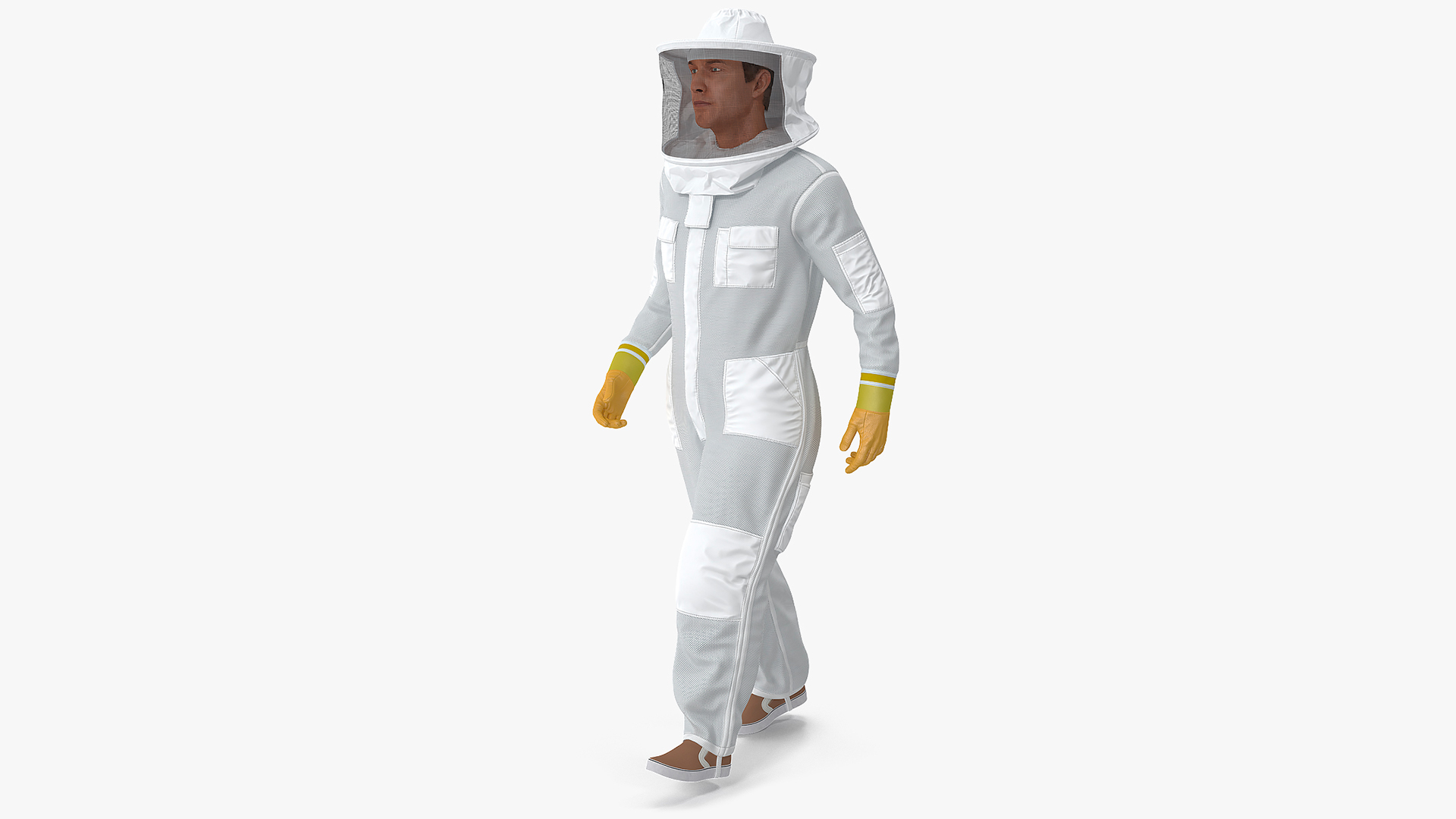 3D model Male Beekeeper in Full Suit Walking Pose