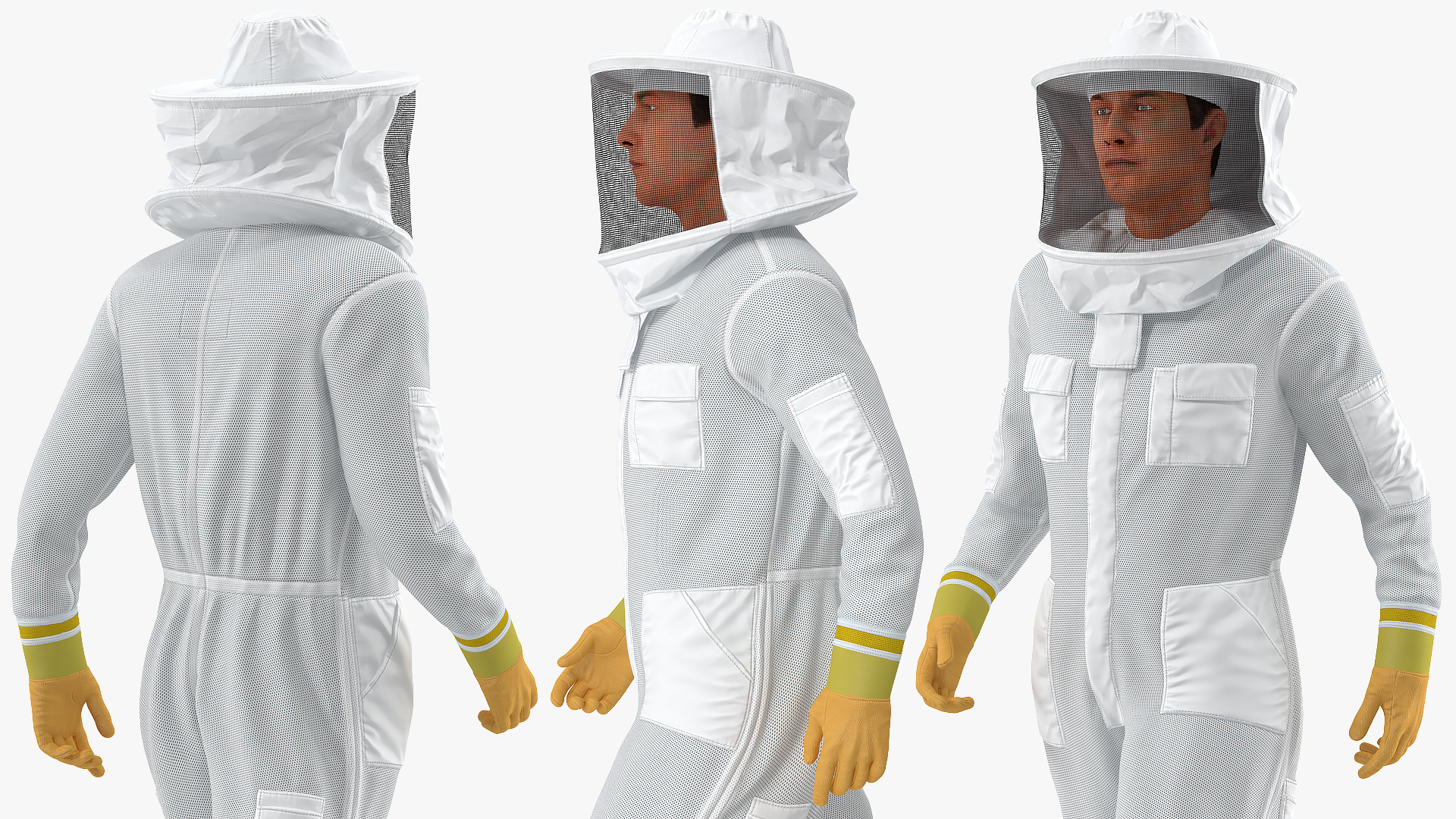3D model Male Beekeeper in Full Suit Walking Pose