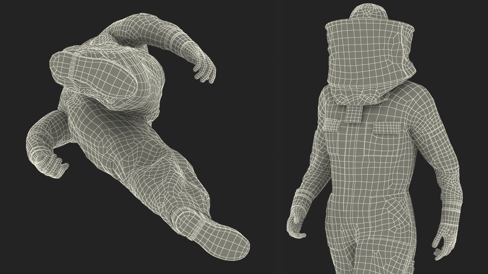 3D model Male Beekeeper in Full Suit Walking Pose