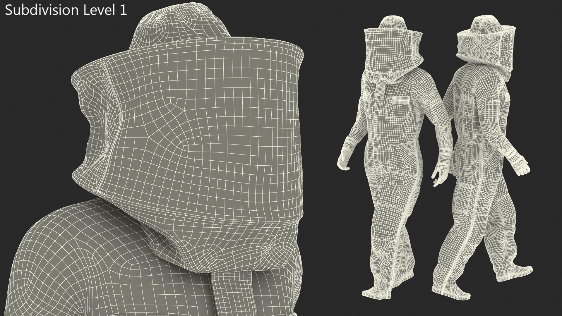 3D model Male Beekeeper in Full Suit Walking Pose