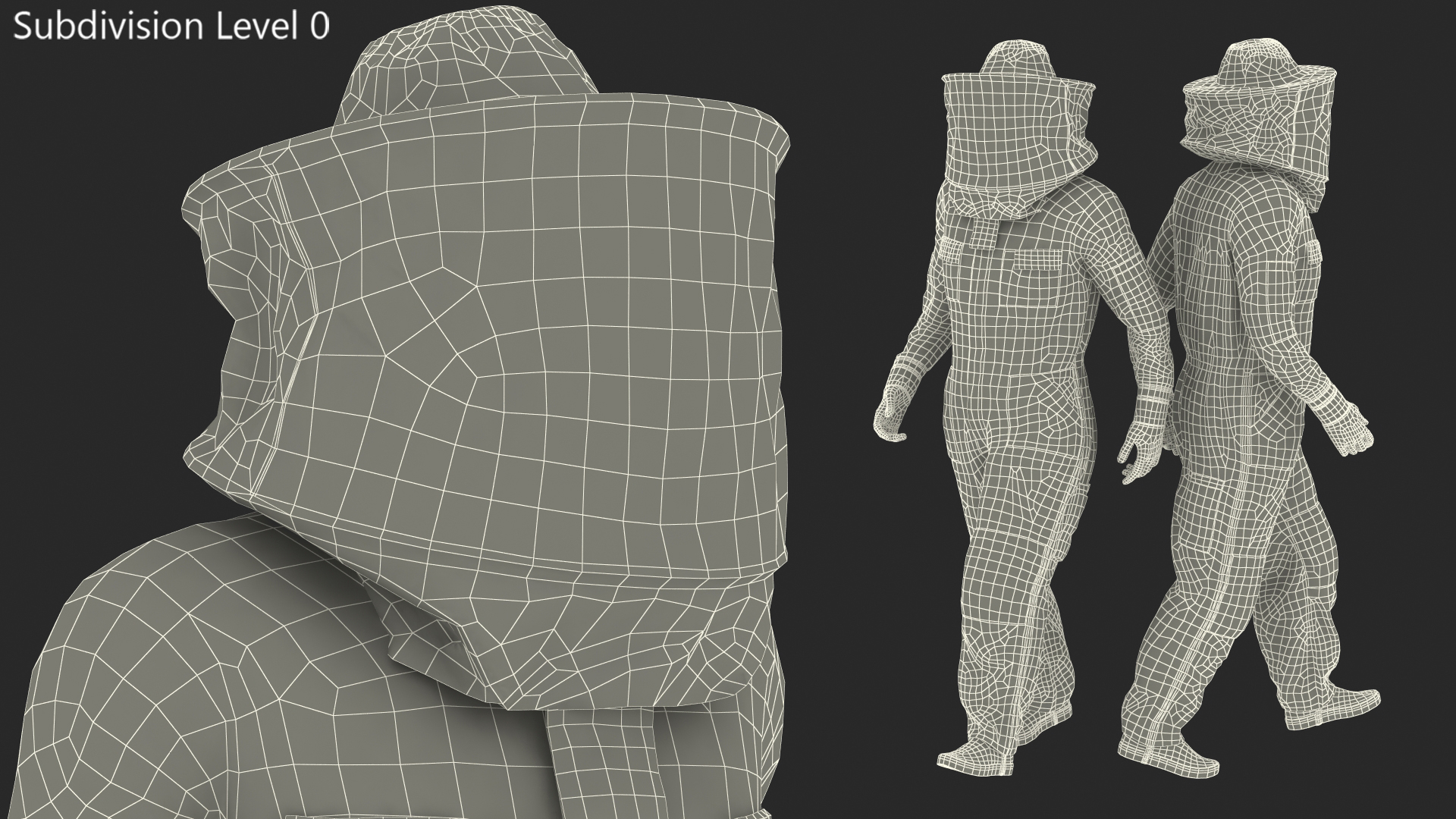 3D model Male Beekeeper in Full Suit Walking Pose
