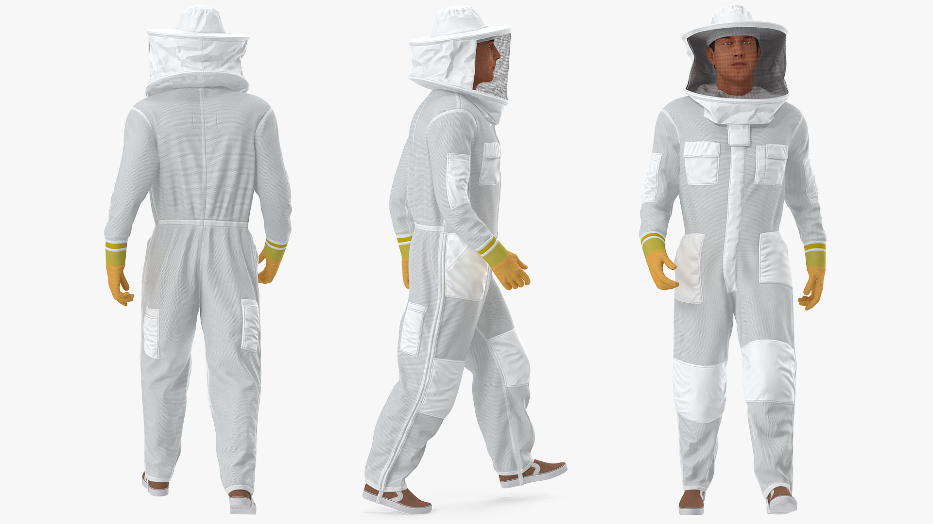 3D model Male Beekeeper in Full Suit Walking Pose