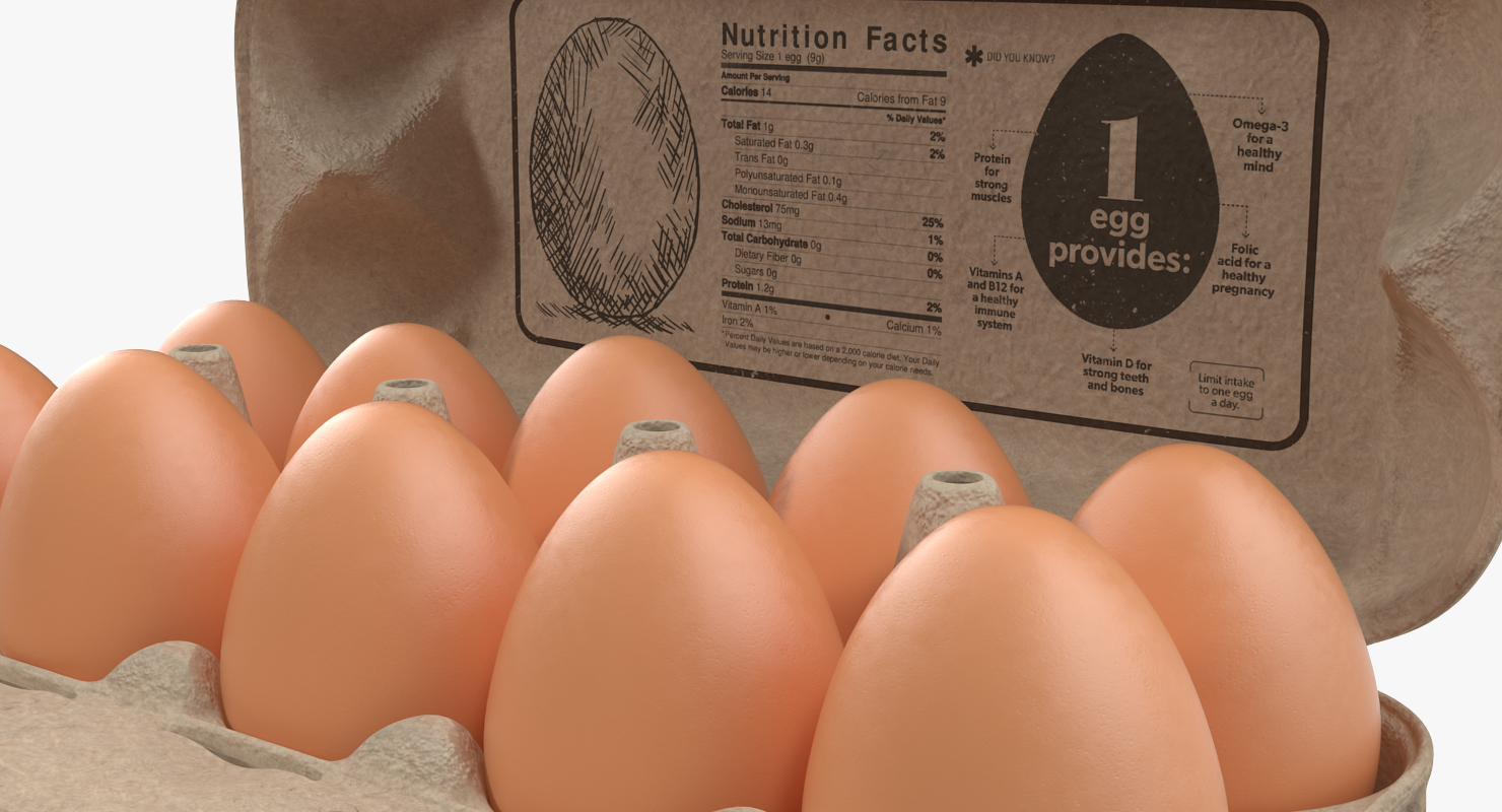 Eggs in Open Carton Package 3D