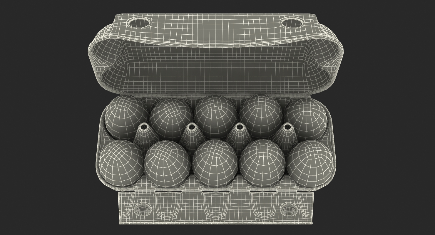 Eggs in Open Carton Package 3D