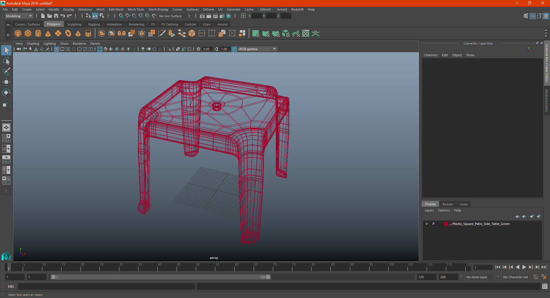 Plastic Square Patio Side Table Green 3D