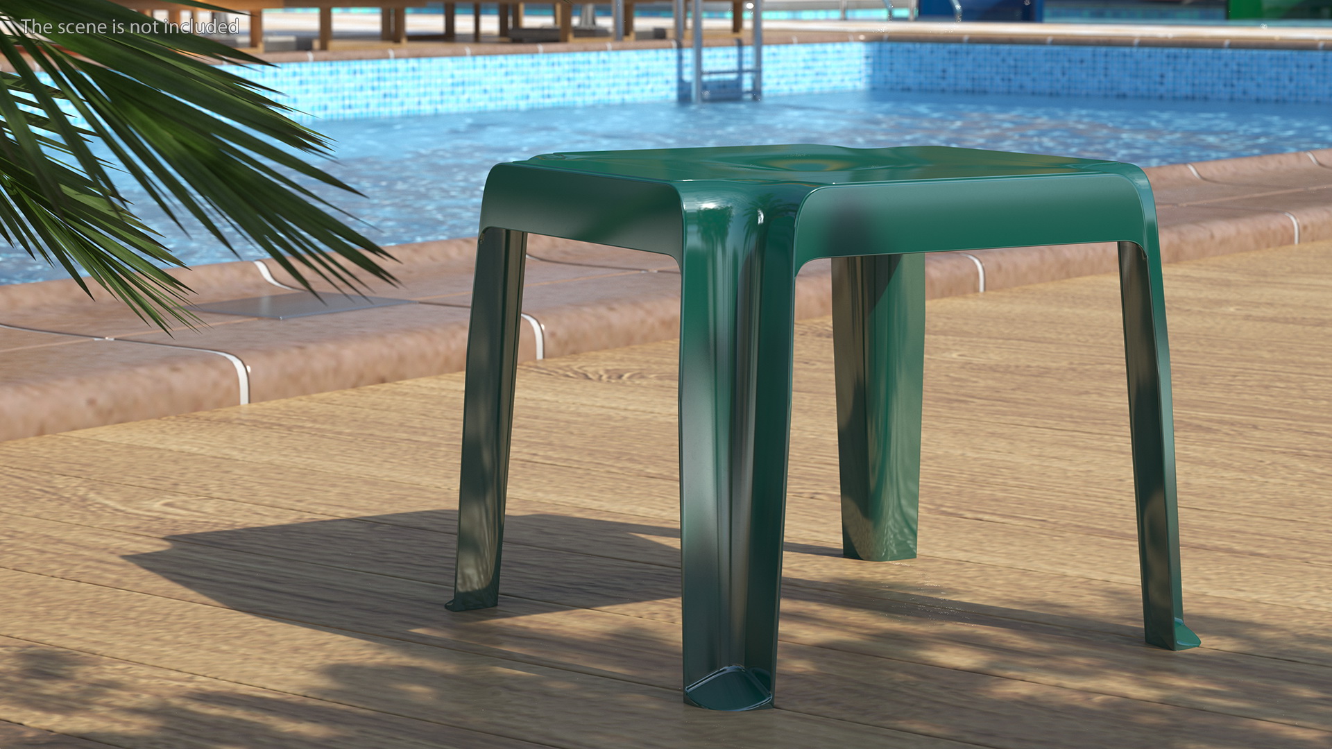 Plastic Square Patio Side Table Green 3D