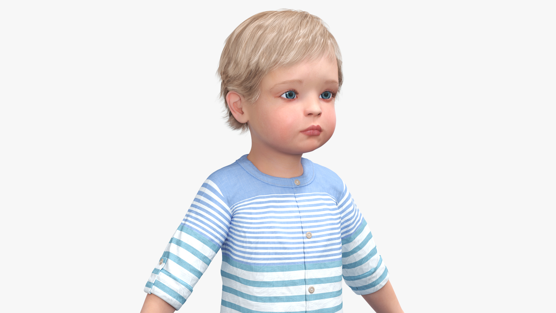 Baby in Summer Strolling Clothes A-Pose 3D model