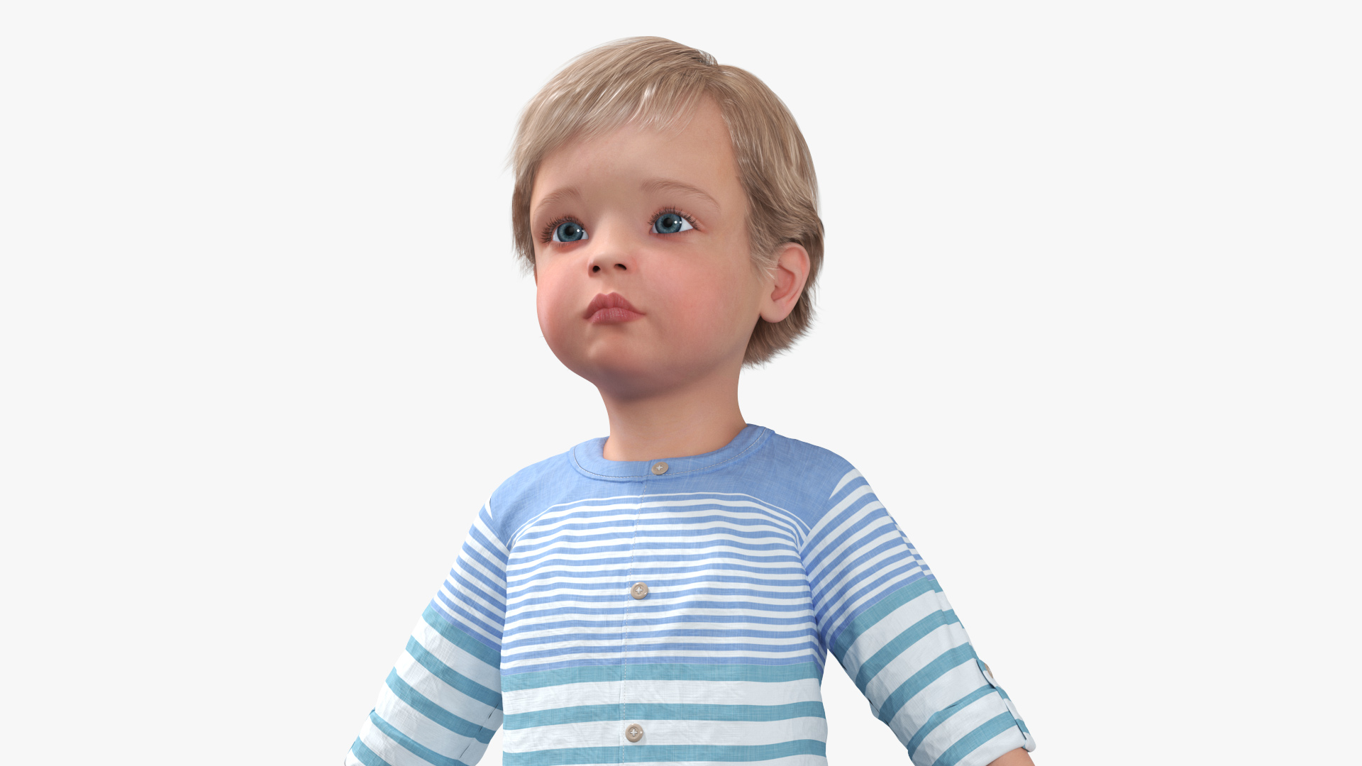 Baby in Summer Strolling Clothes A-Pose 3D model