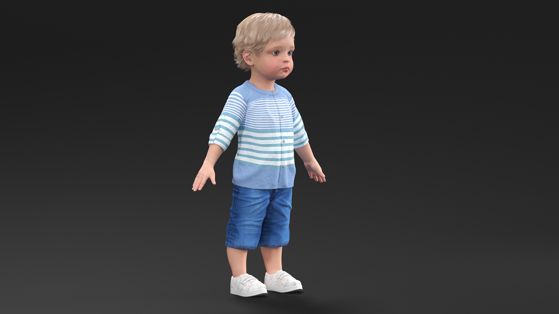 Baby in Summer Strolling Clothes A-Pose 3D model