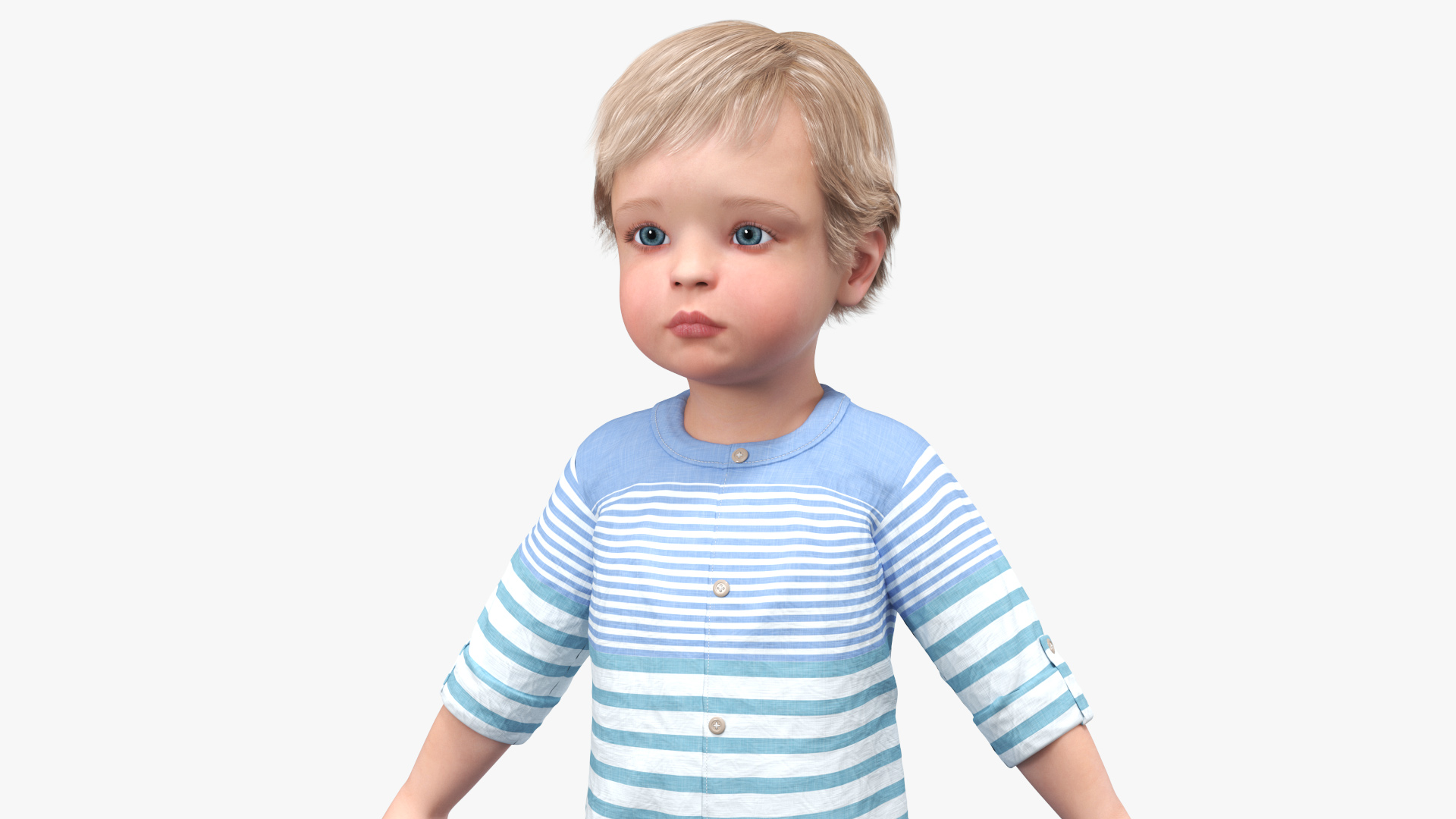 Baby in Summer Strolling Clothes A-Pose 3D model