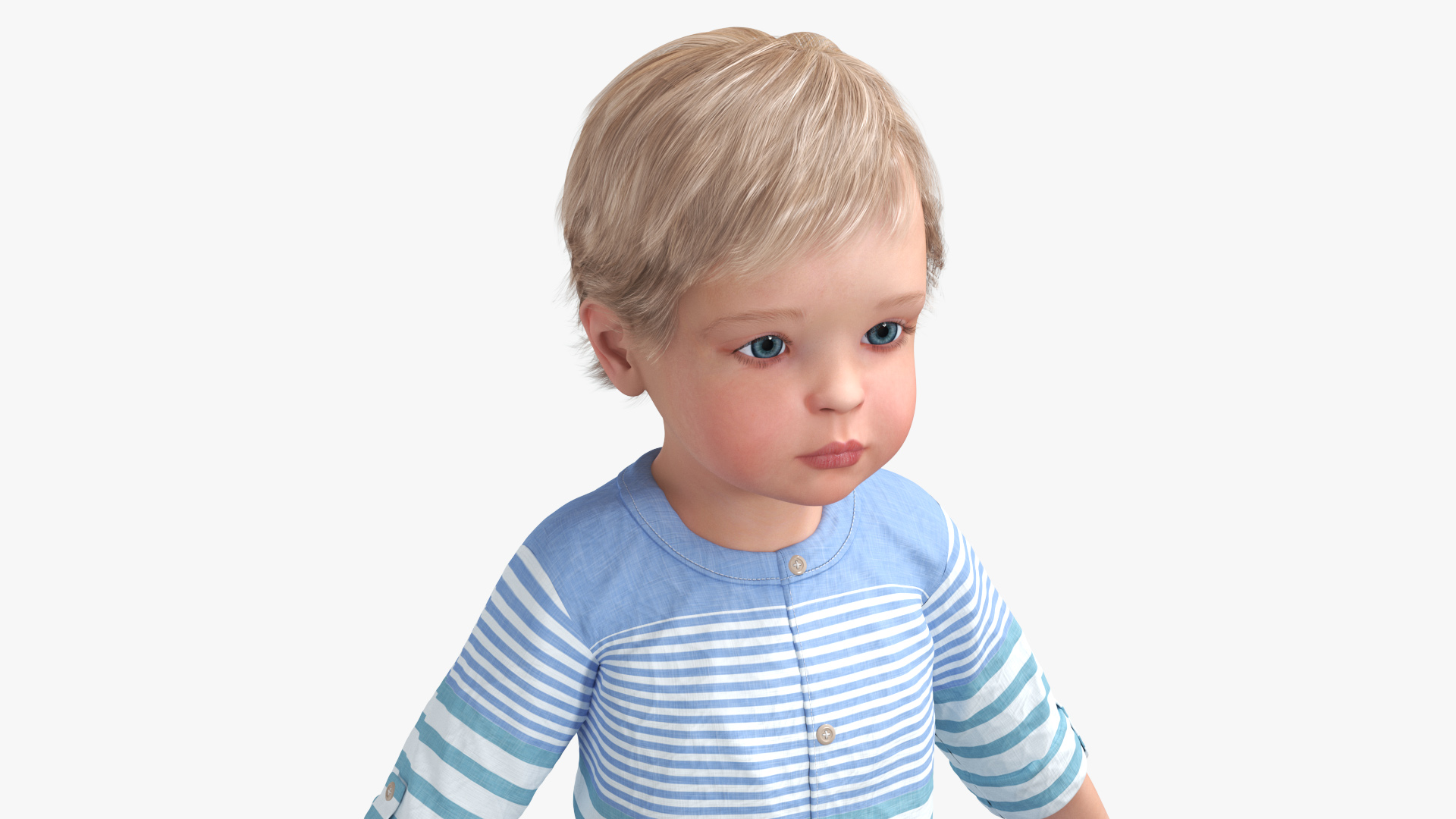 Baby in Summer Strolling Clothes A-Pose 3D model