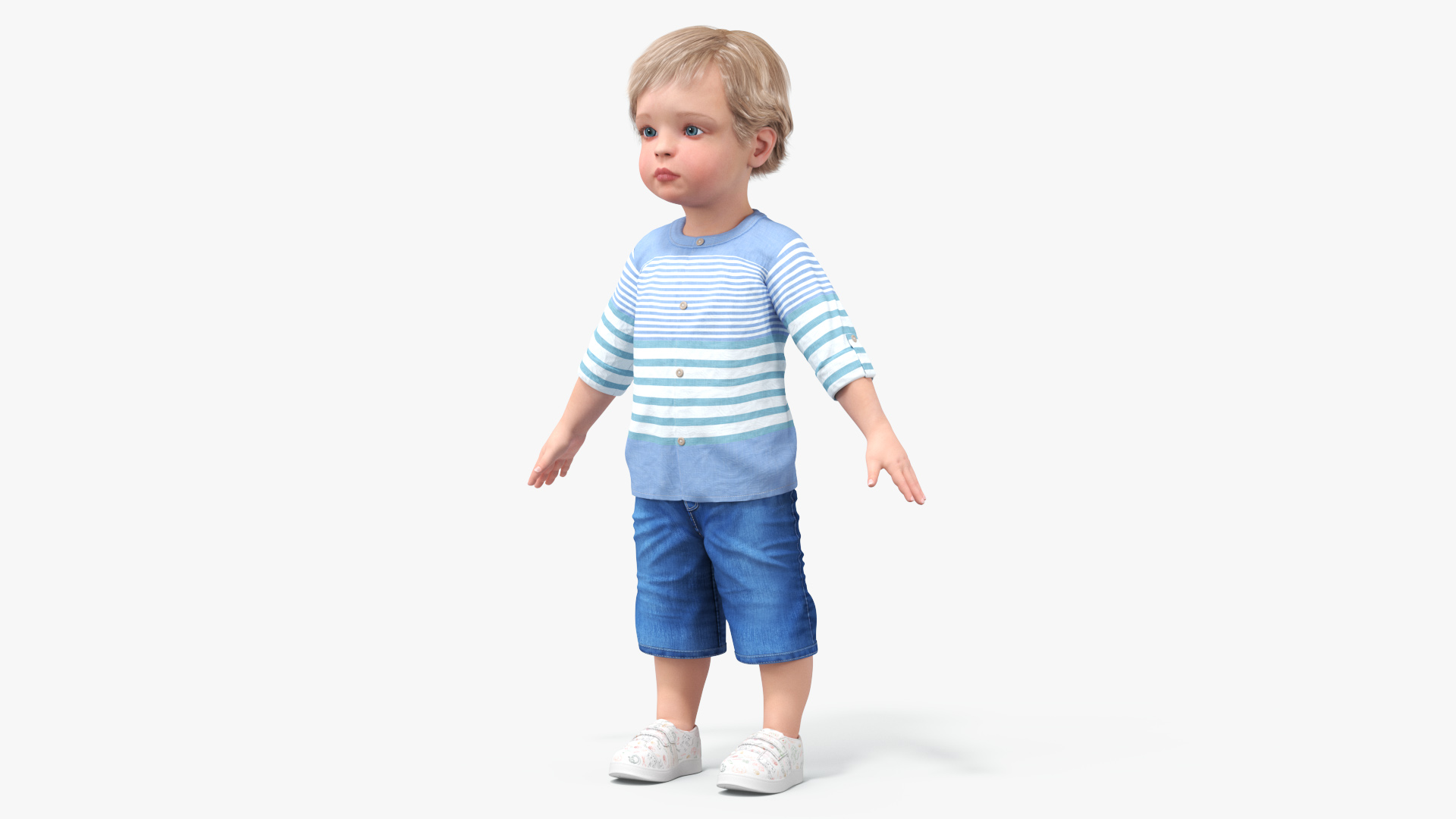 Baby in Summer Strolling Clothes A-Pose 3D model