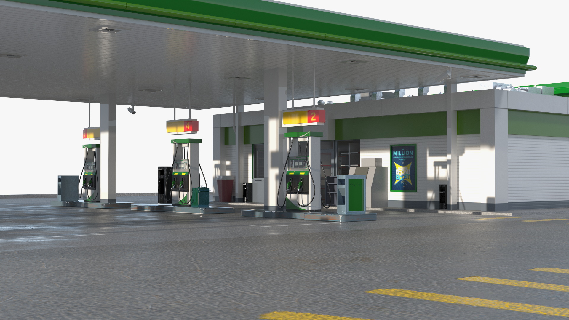 Large Filling Station Green 3D