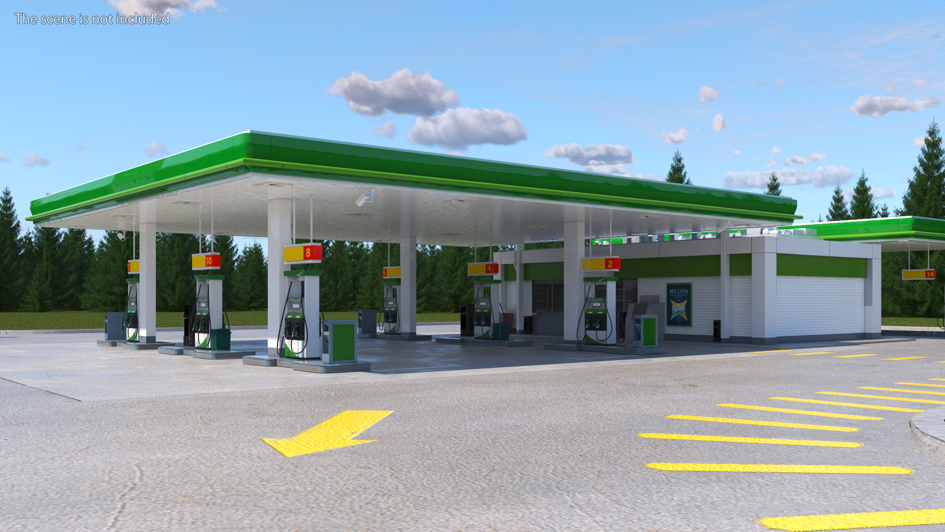 Large Filling Station Green 3D