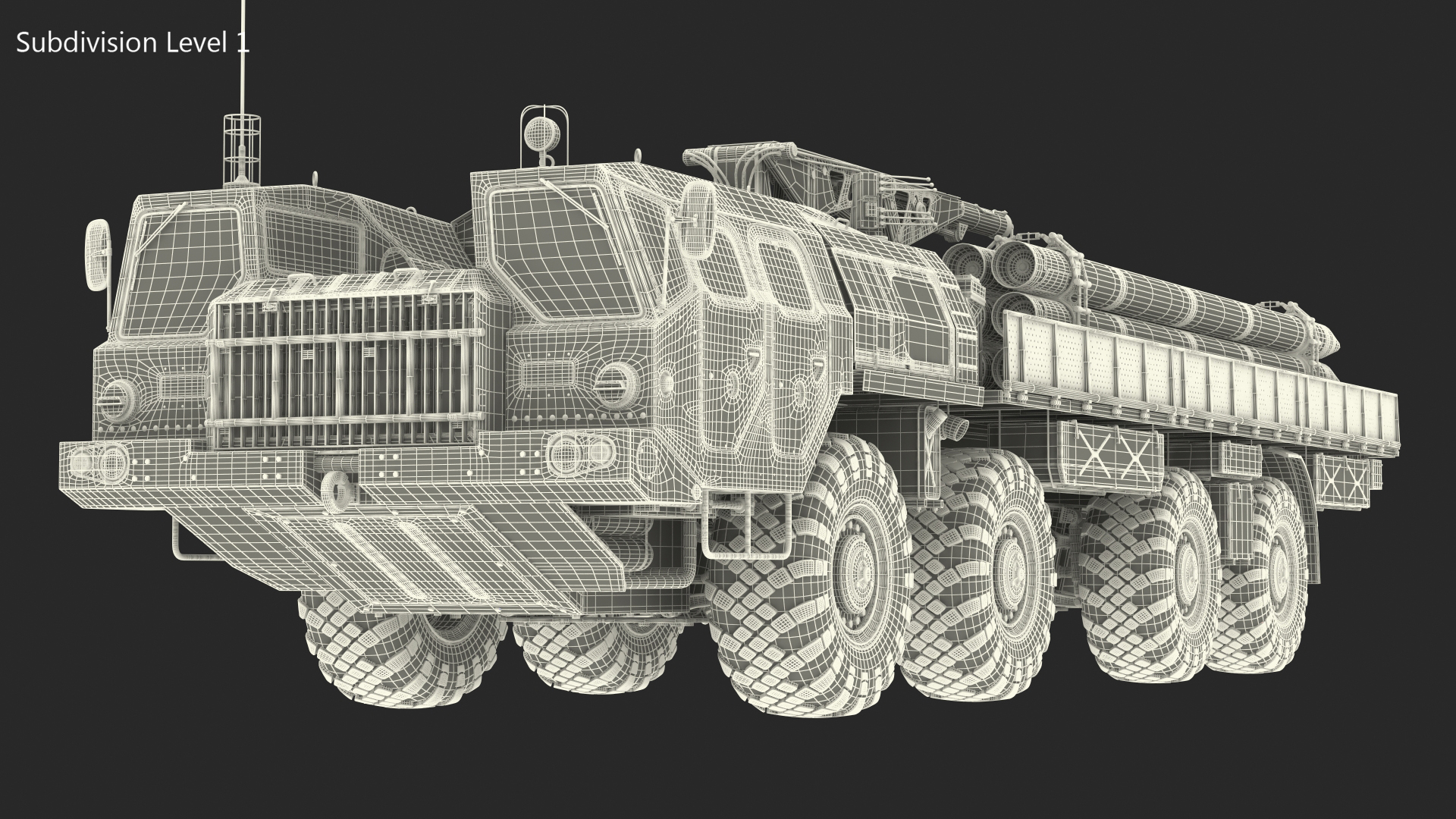 3D TZM 9T234 2 Transloader with Crane and Rockets Rigged model