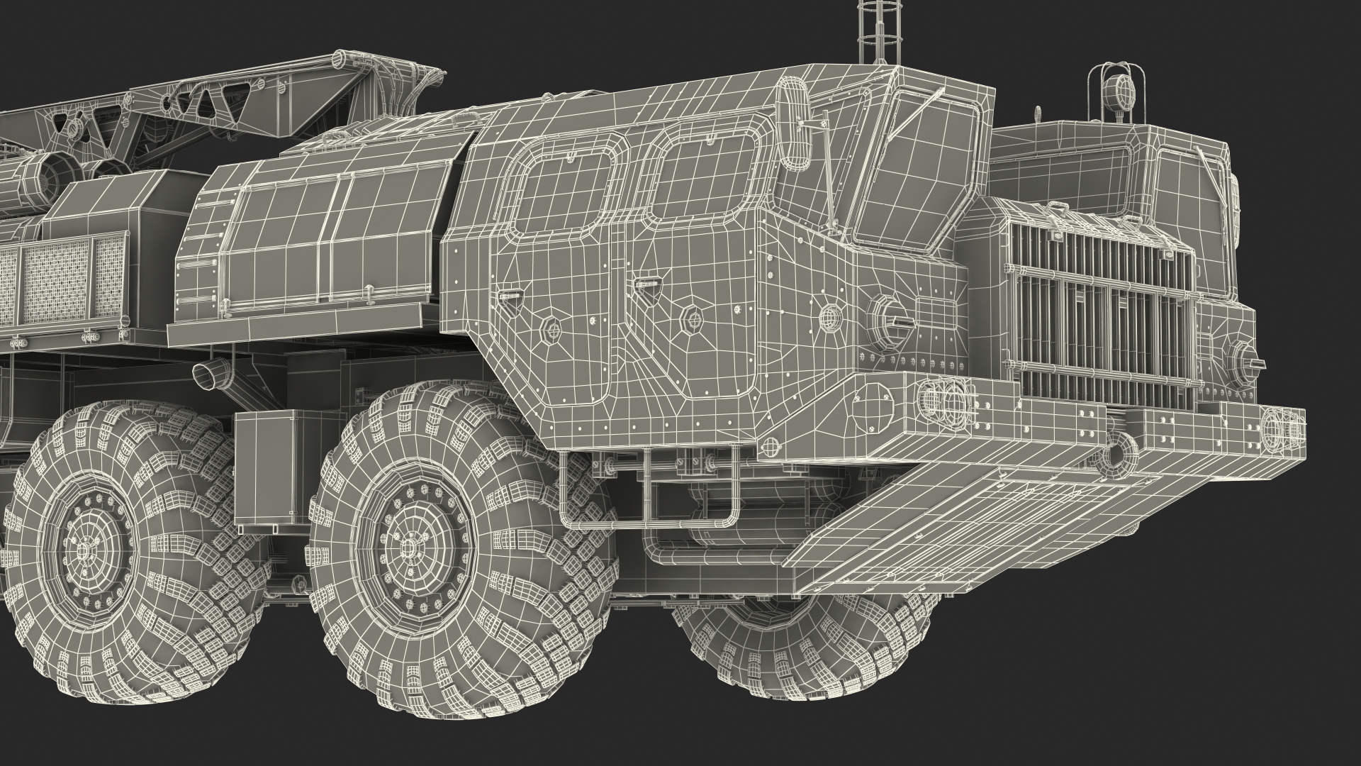 3D TZM 9T234 2 Transloader with Crane and Rockets Rigged model