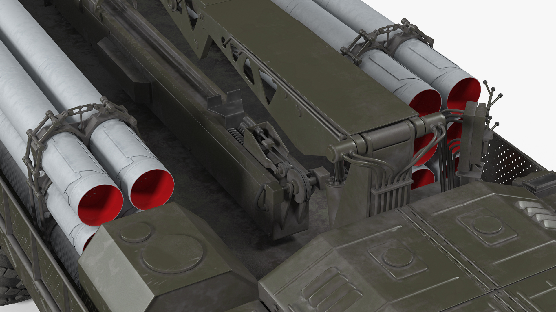 3D TZM 9T234 2 Transloader with Crane and Rockets Rigged model