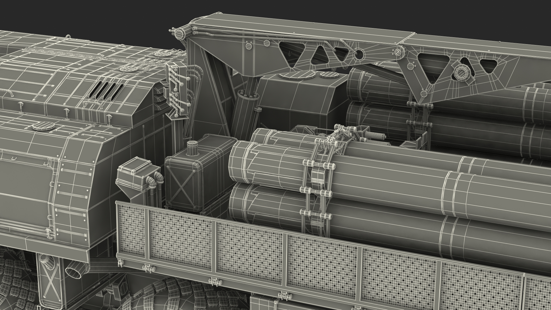 3D TZM 9T234 2 Transloader with Crane and Rockets Rigged model