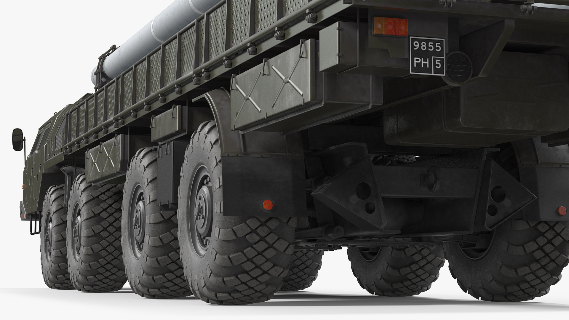3D TZM 9T234 2 Transloader with Crane and Rockets Rigged model