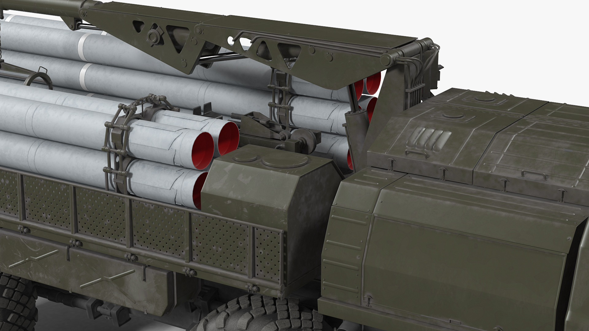 3D TZM 9T234 2 Transloader with Crane and Rockets Rigged model