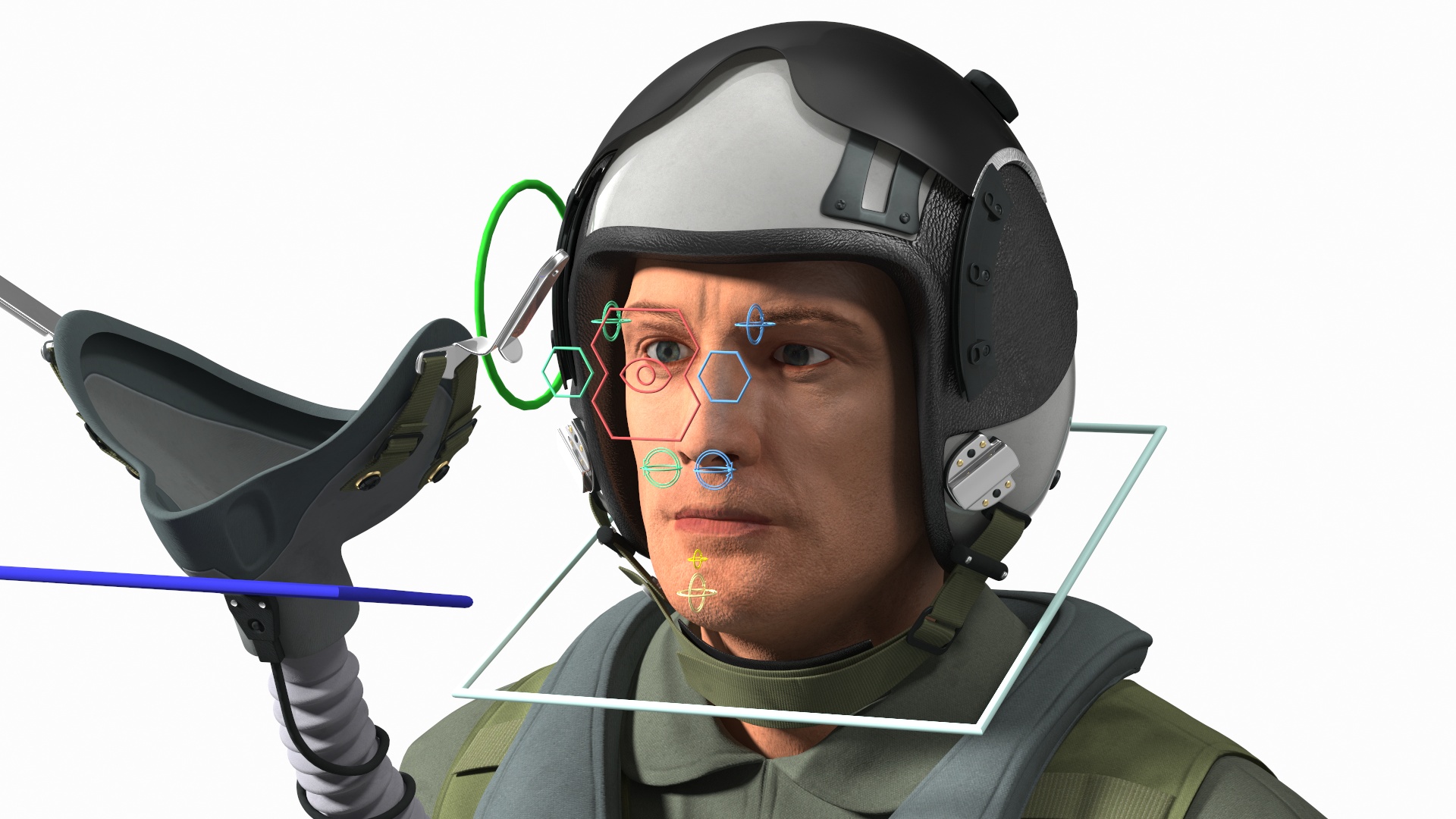 3D model Fighter F 16 Fighting Falcon US Air Force With a Pilot Rigged for Cinema 4D