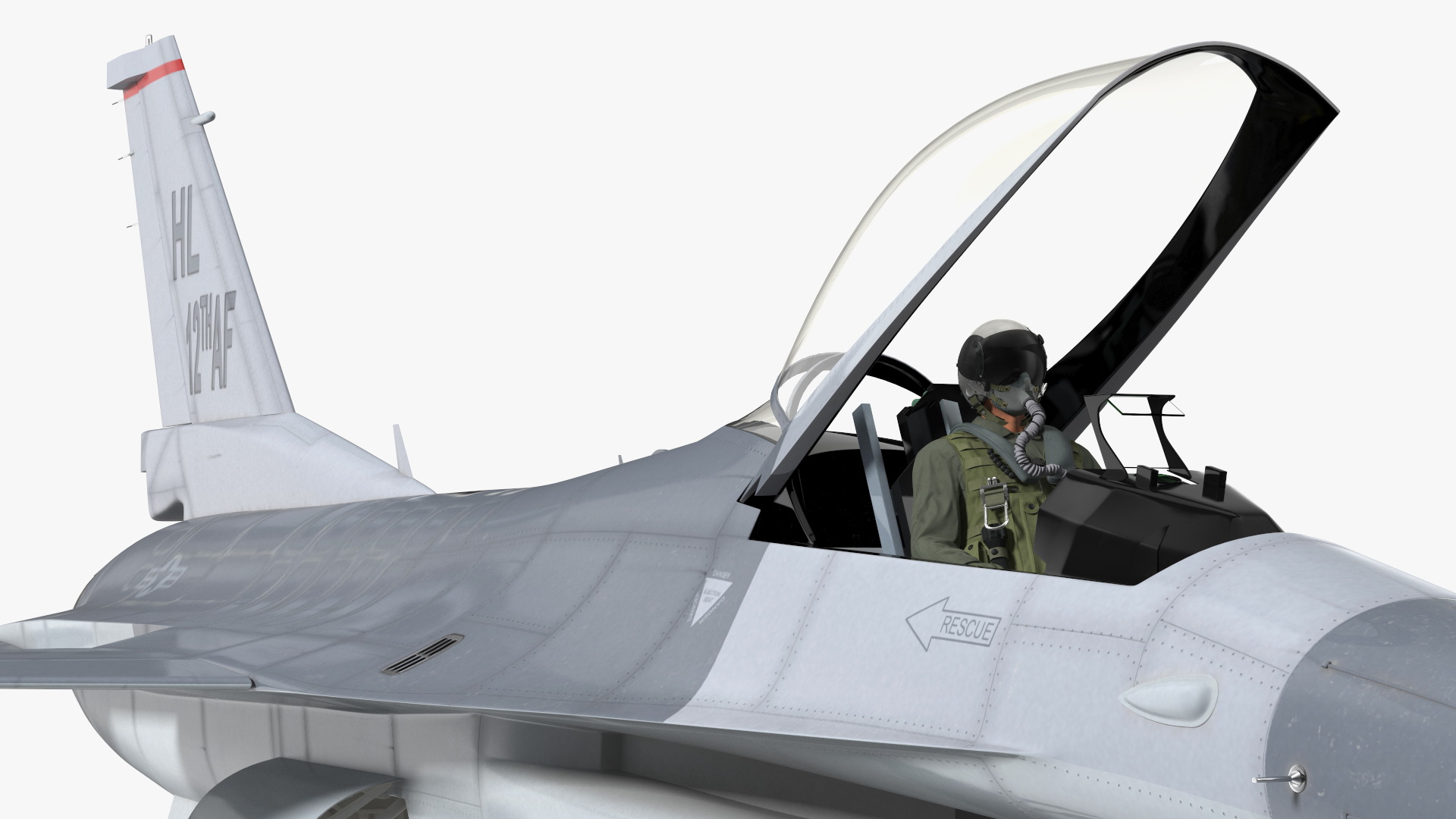 3D model Fighter F 16 Fighting Falcon US Air Force With a Pilot Rigged for Cinema 4D