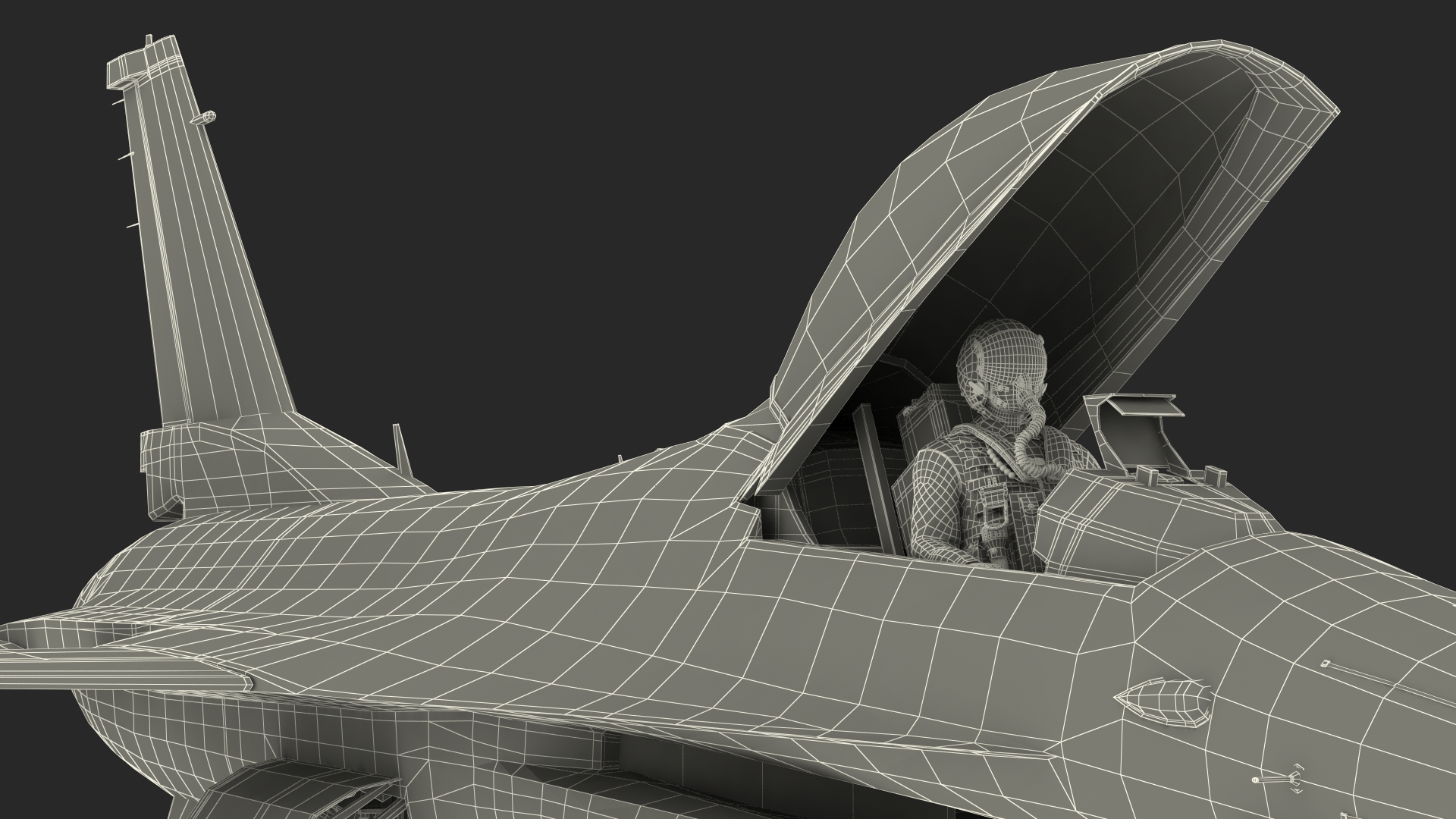 3D model Fighter F 16 Fighting Falcon US Air Force With a Pilot Rigged for Cinema 4D