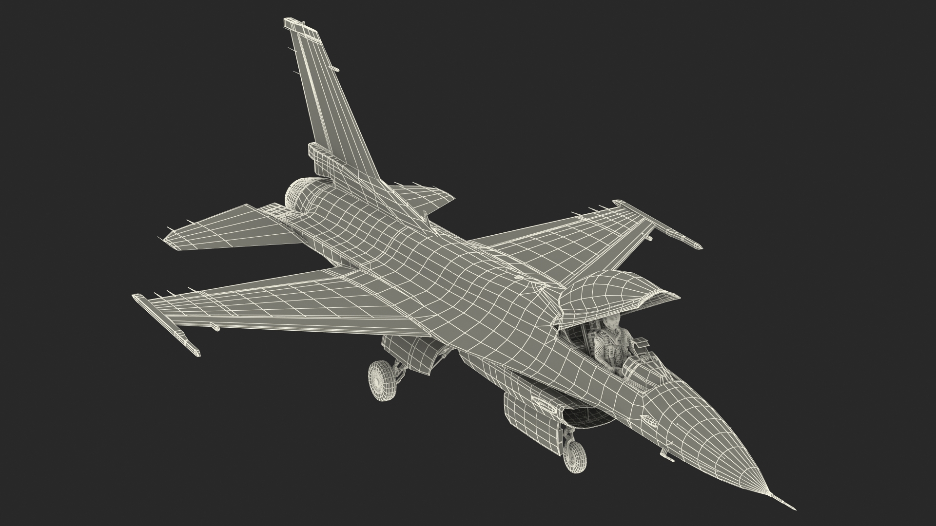 3D model Fighter F 16 Fighting Falcon US Air Force With a Pilot Rigged for Cinema 4D