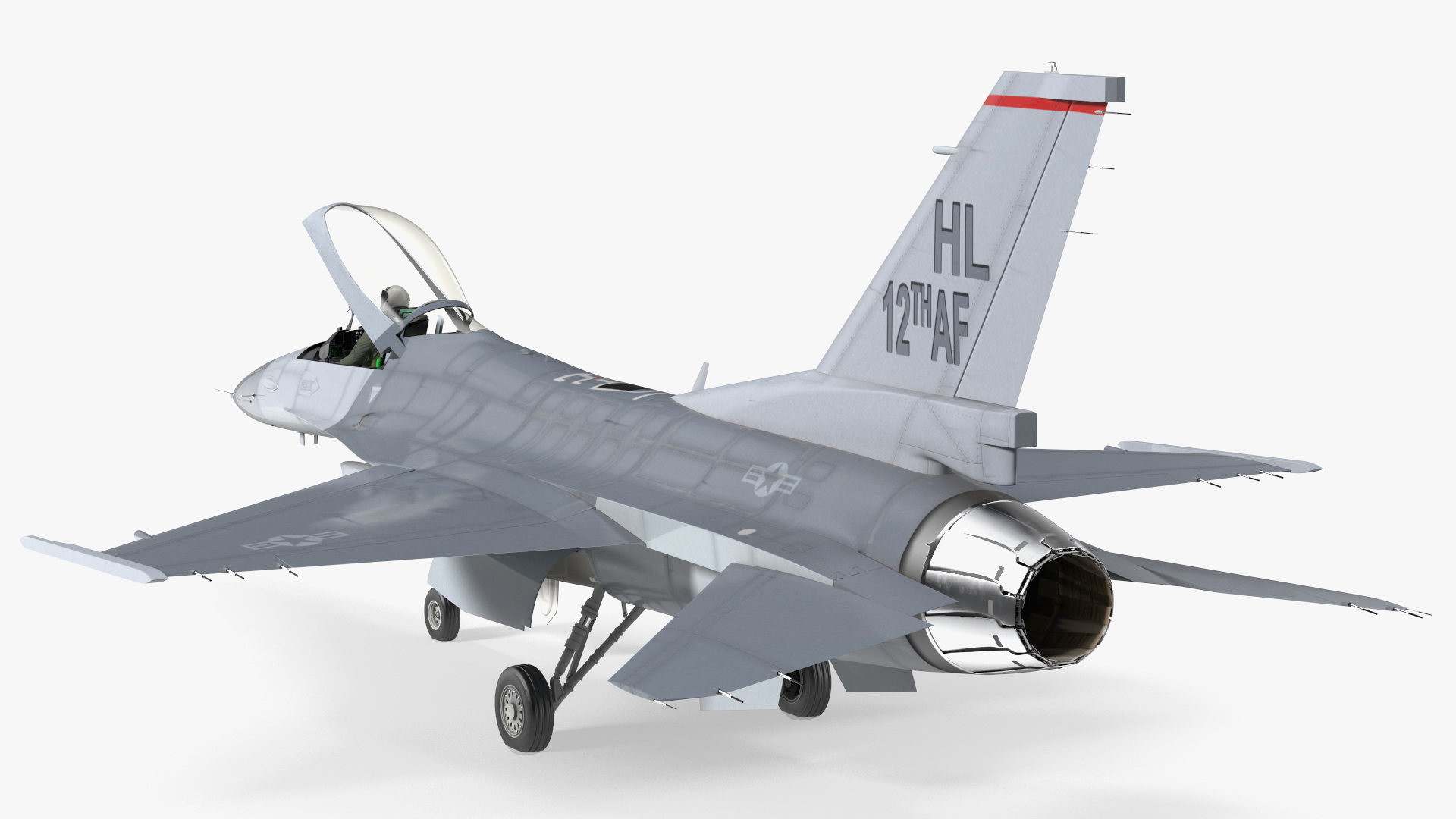 3D model Fighter F 16 Fighting Falcon US Air Force With a Pilot Rigged for Cinema 4D
