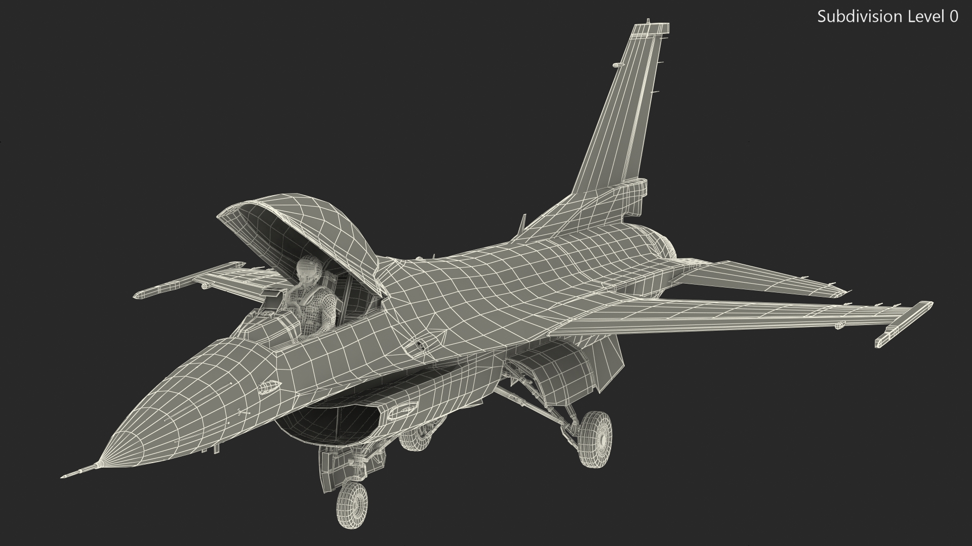 3D model Fighter F 16 Fighting Falcon US Air Force With a Pilot Rigged for Cinema 4D