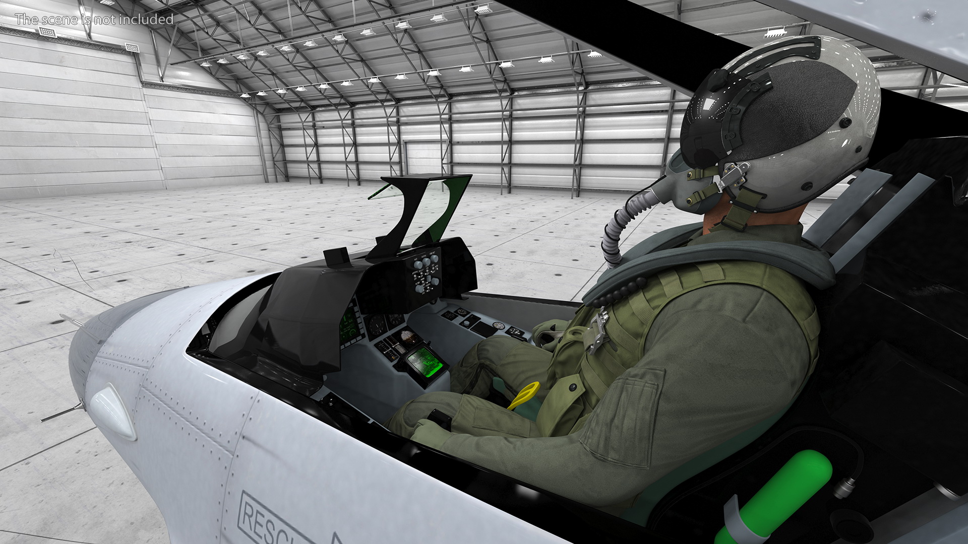 3D model Fighter F 16 Fighting Falcon US Air Force With a Pilot Rigged for Cinema 4D