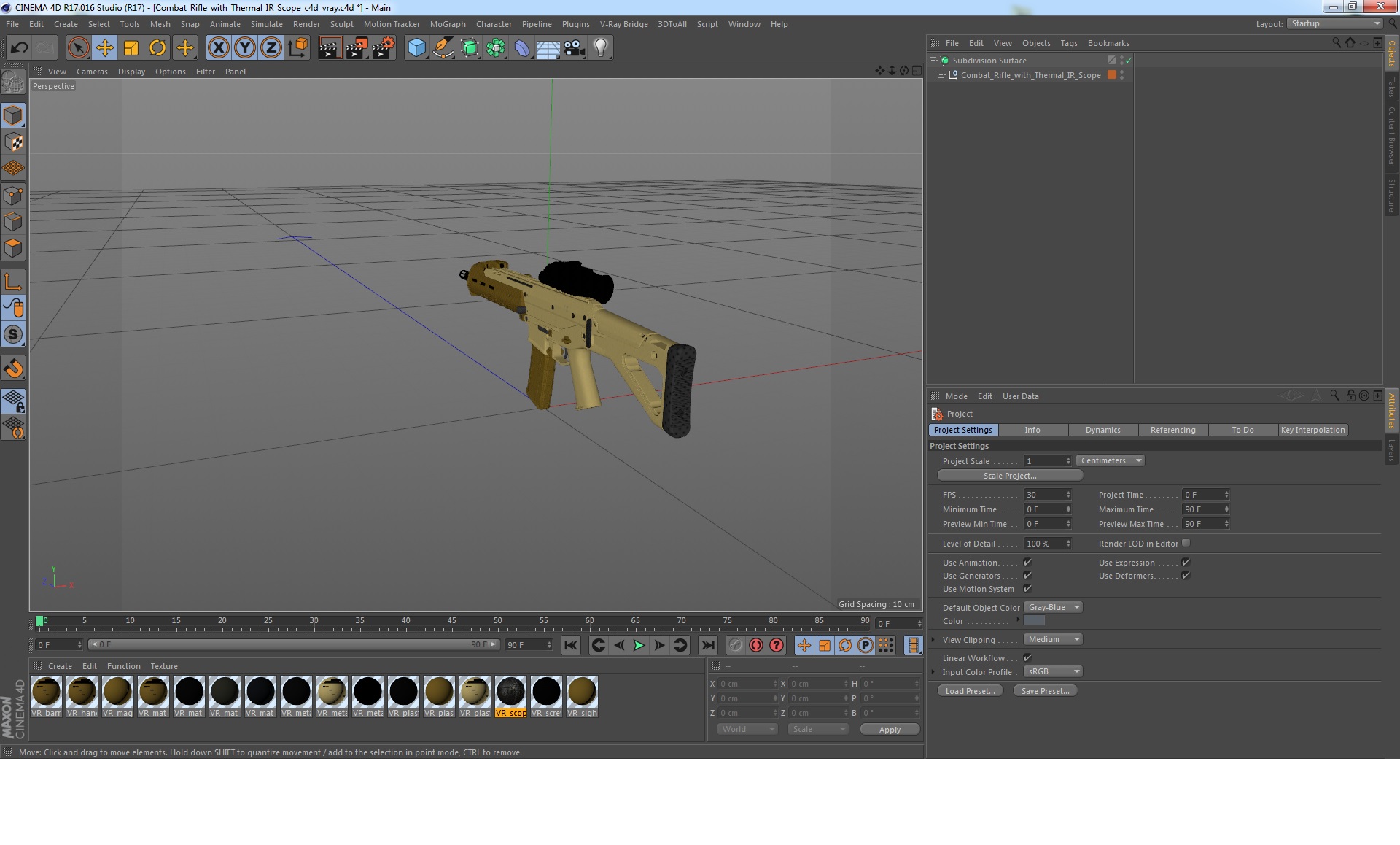 Combat Rifle with Thermal IR Scope 3D model