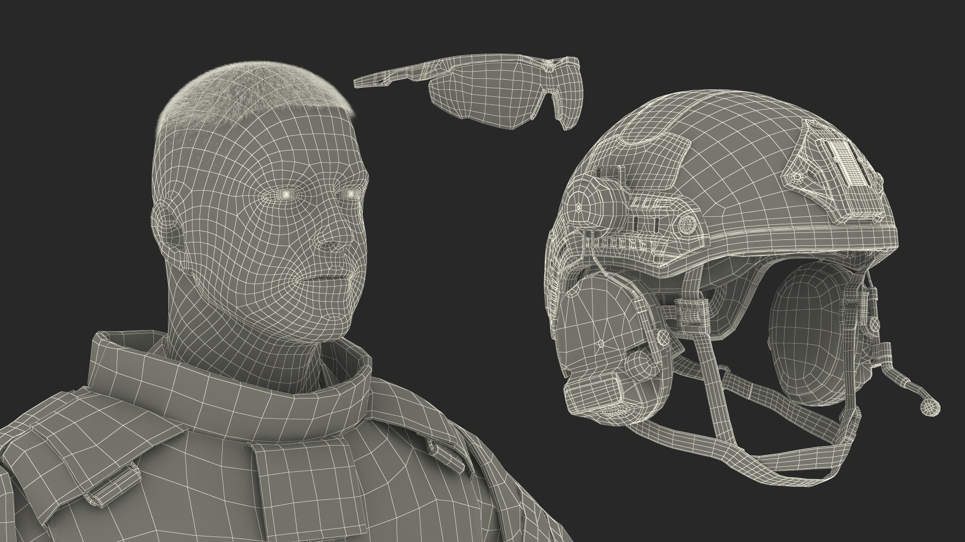 3D Soldier in Green Tactical Gear and Rifle A-pose Fur
