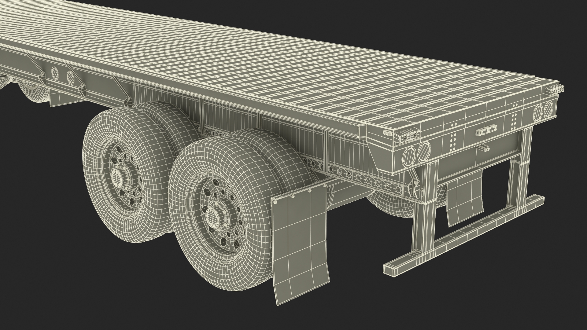 Kenworth W900 Truck and Flatbed Trailer 3D model