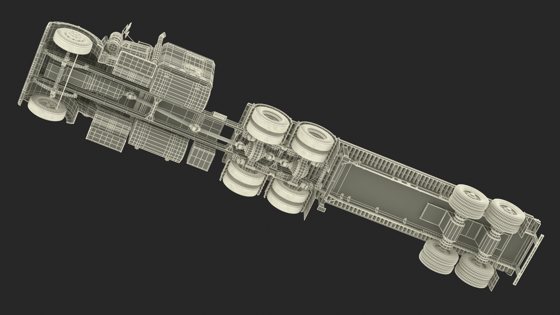 Kenworth W900 Truck and Flatbed Trailer 3D model