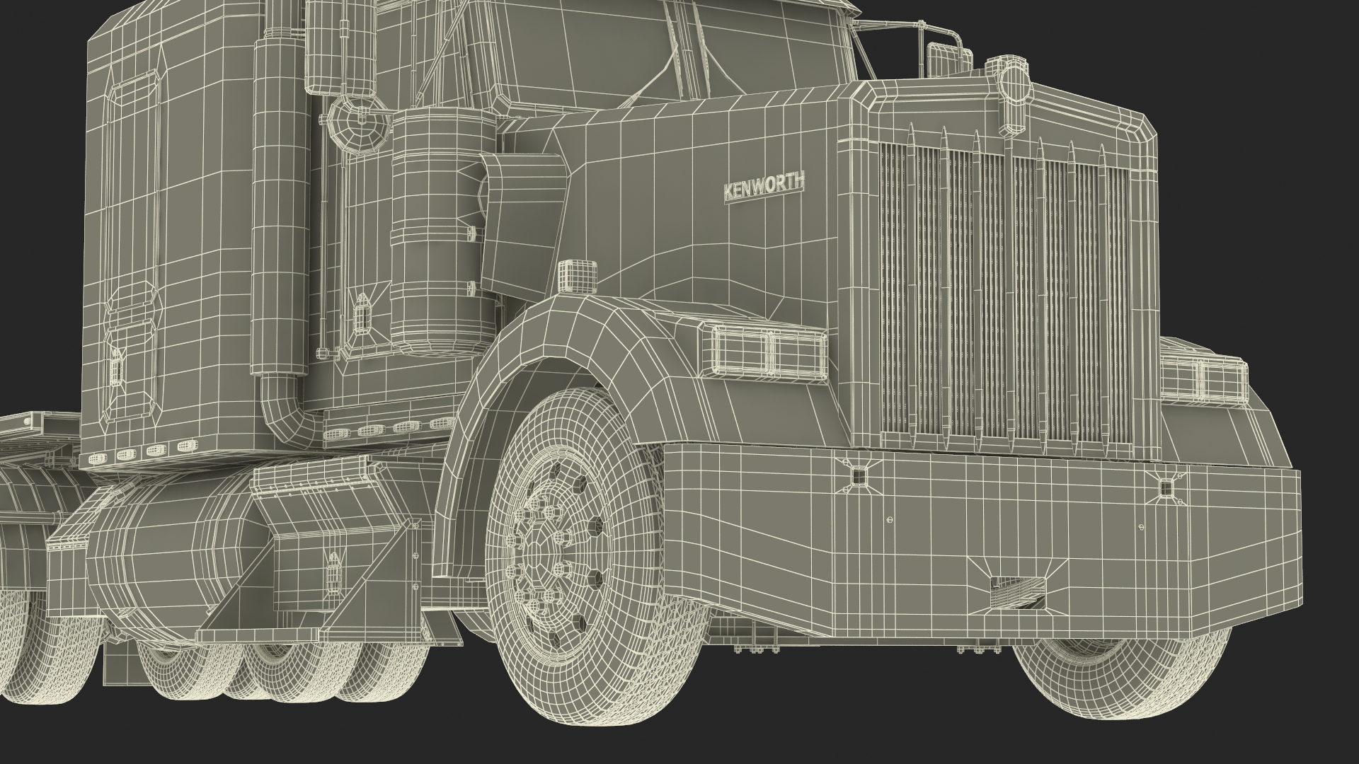 Kenworth W900 Truck and Flatbed Trailer 3D model