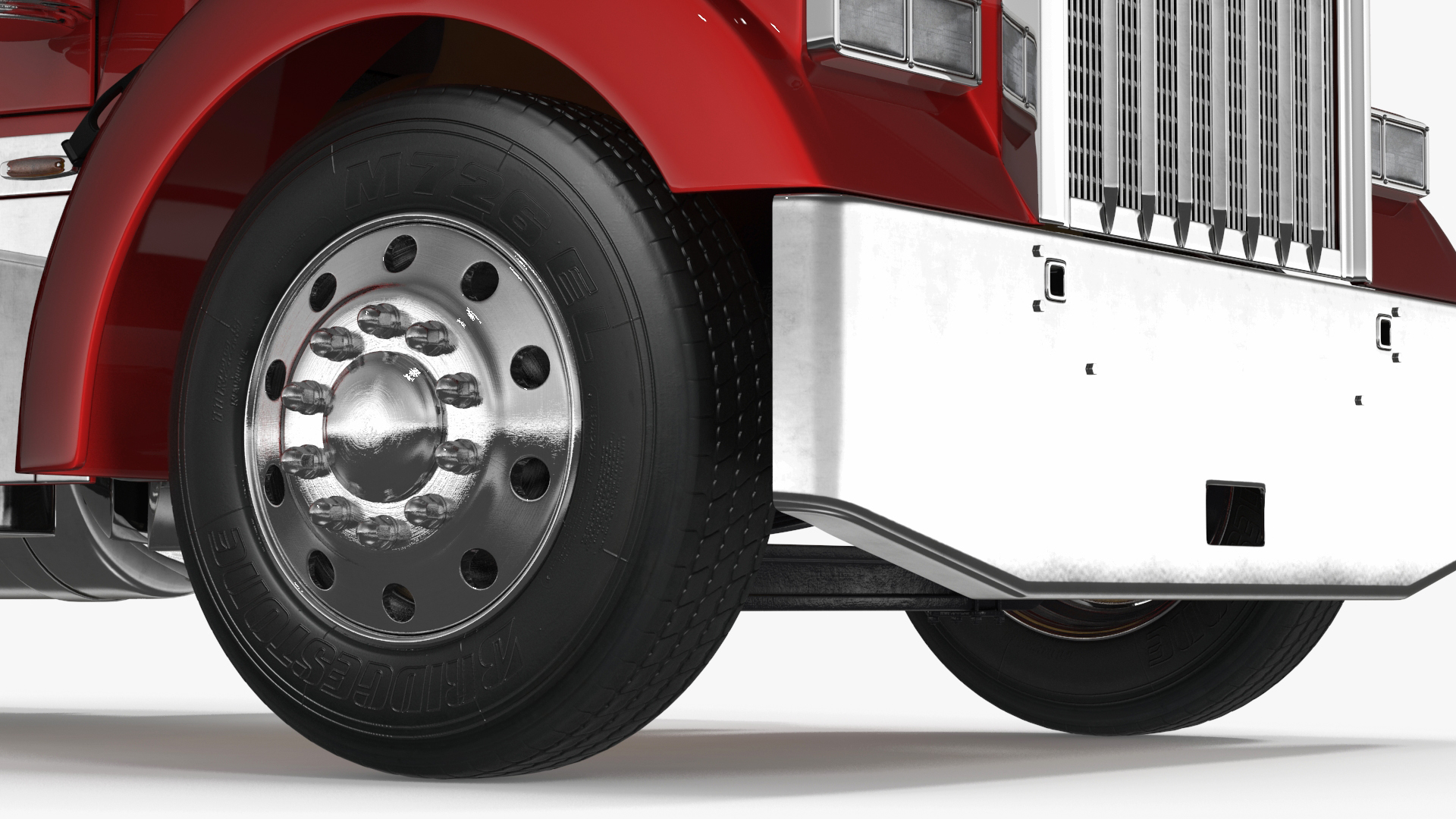 Kenworth W900 Truck and Flatbed Trailer 3D model