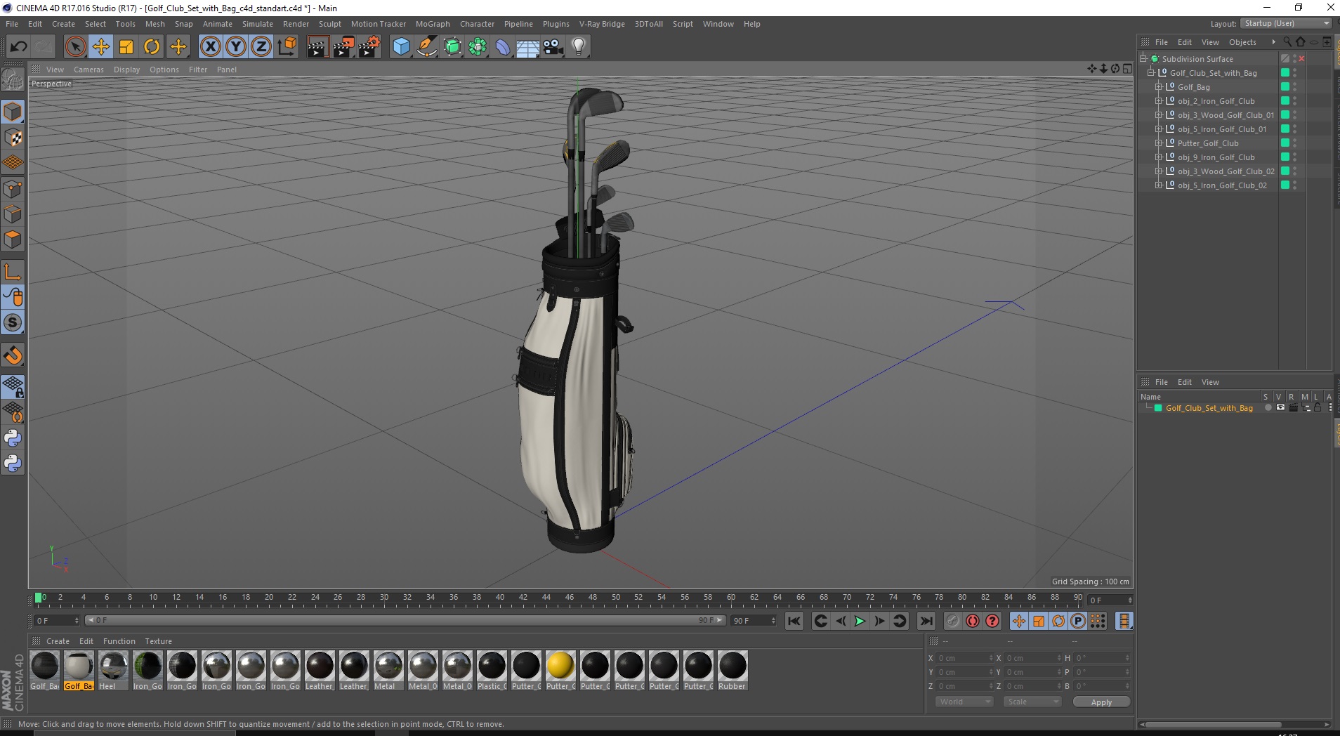 Golf Club Set with Bag 3D