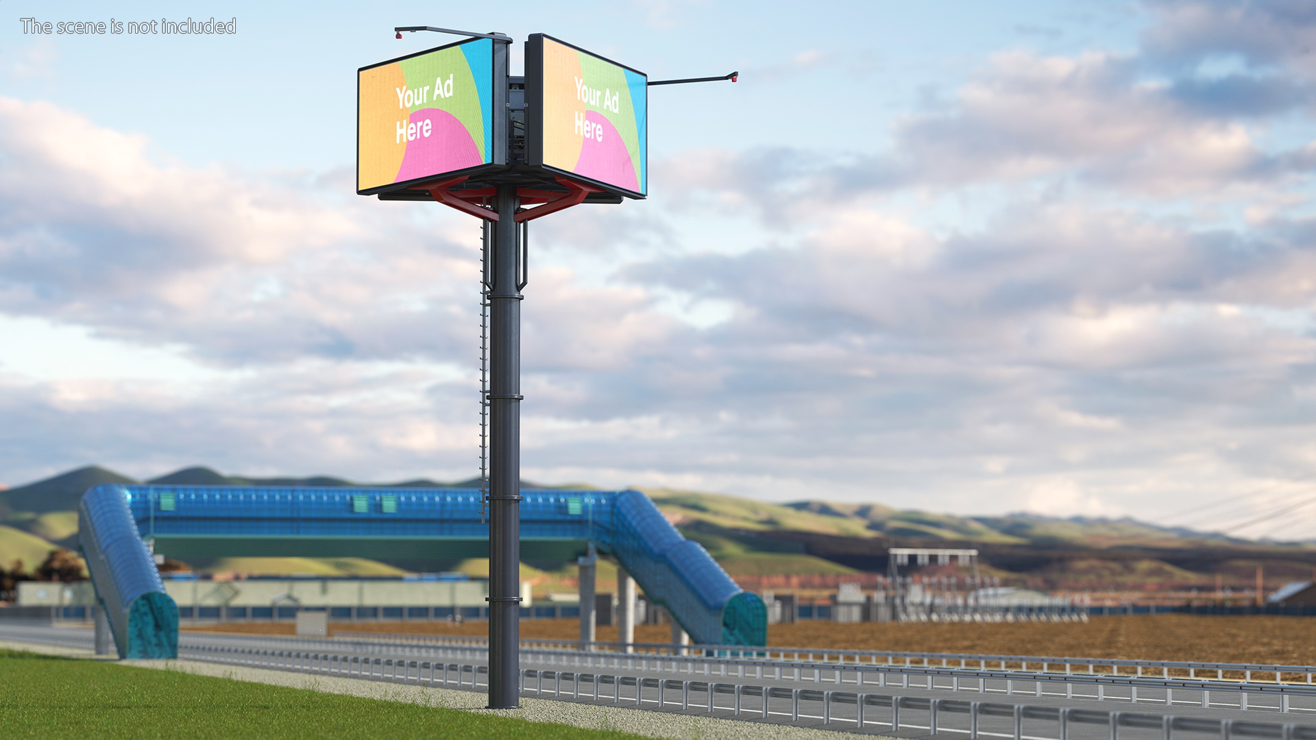 3D Three-Sided Digital Billboard 6x3 model