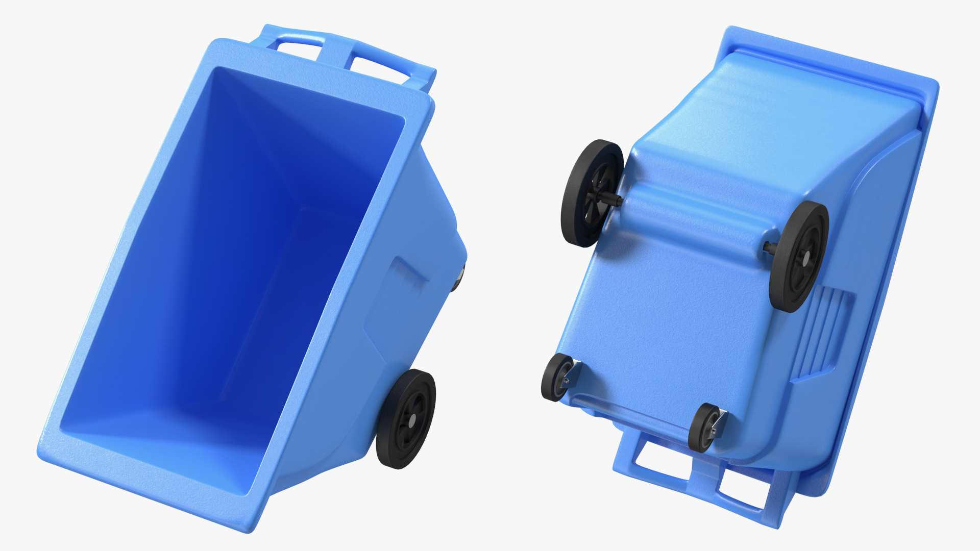 3D model Wheeled Plastic Blue Trash Can