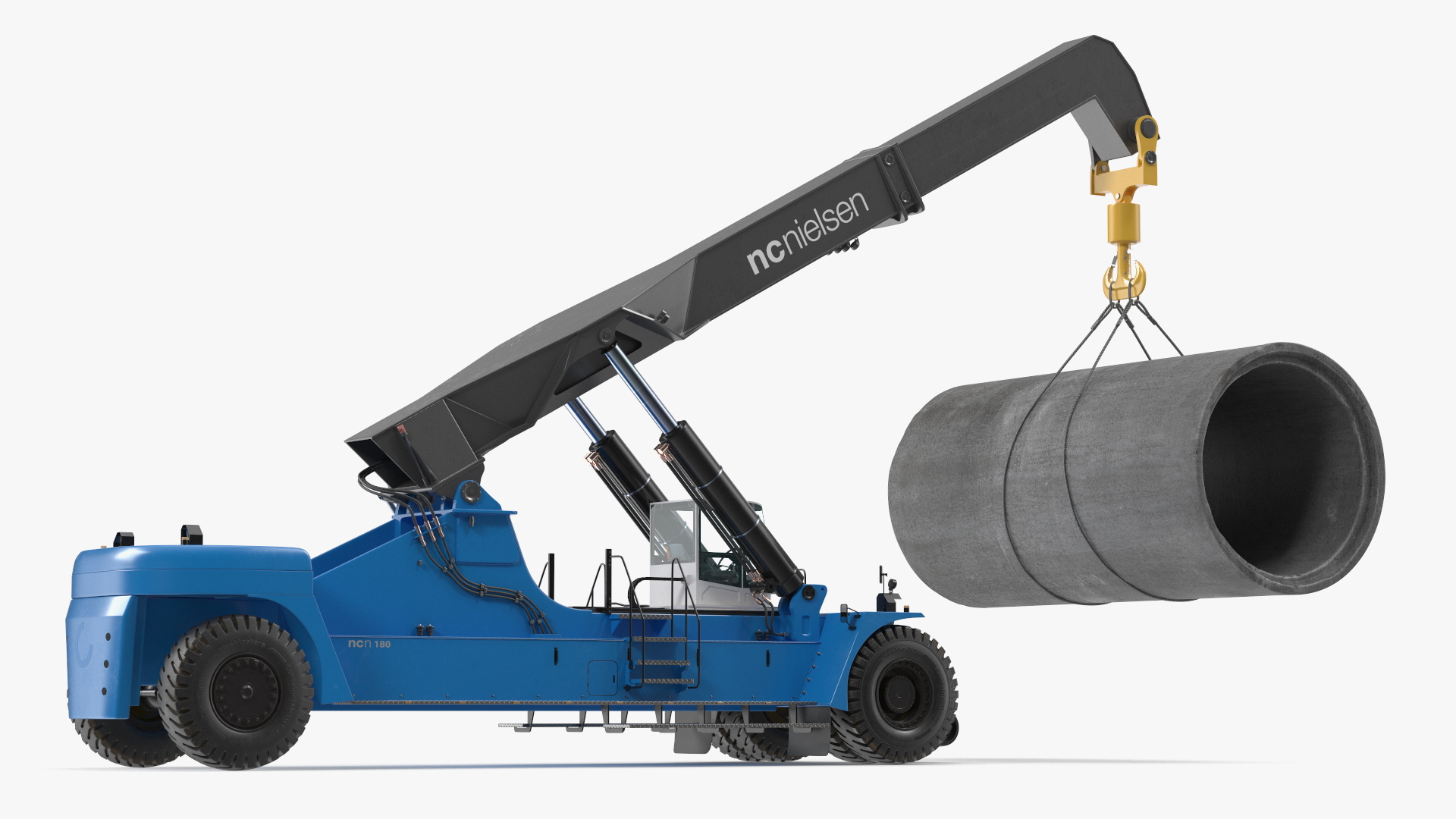 Mobile Reachstacker Nielsen NCN 180TH Lifting Concrete Pipe 3D model