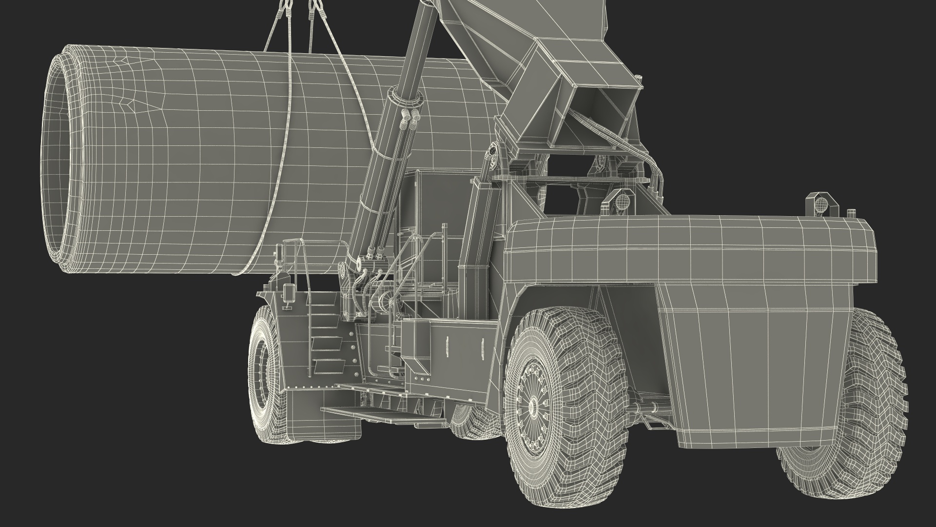 Mobile Reachstacker Nielsen NCN 180TH Lifting Concrete Pipe 3D model