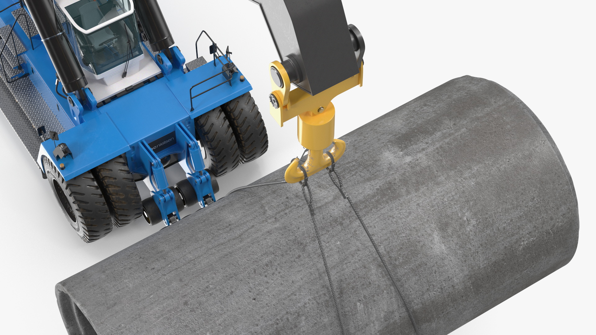 Mobile Reachstacker Nielsen NCN 180TH Lifting Concrete Pipe 3D model
