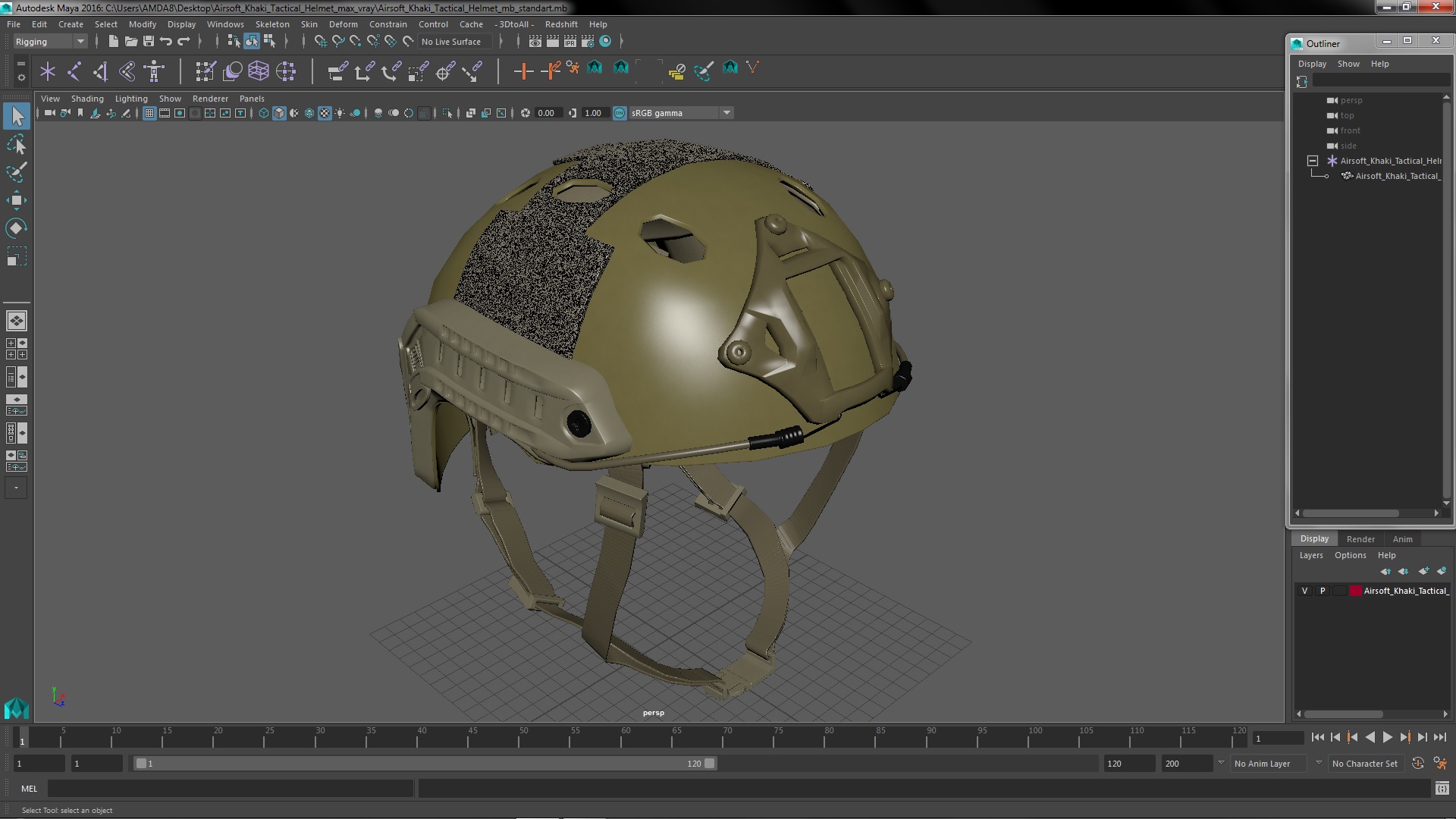 Airsoft Khaki Tactical Helmet 3D model