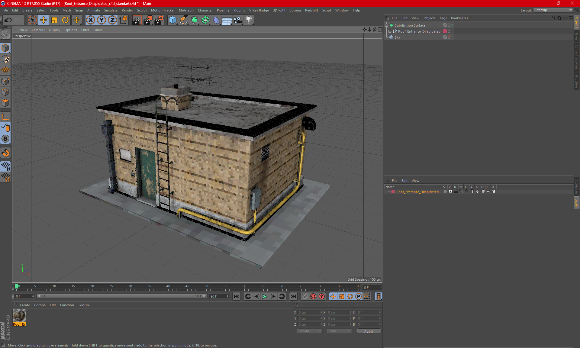 3D model Roof Entrance Dilapidated