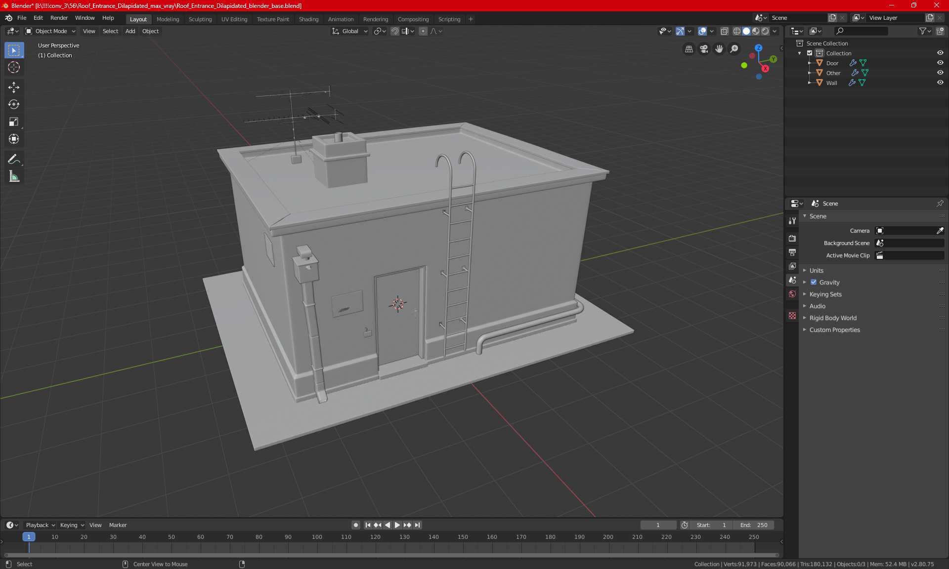 3D model Roof Entrance Dilapidated